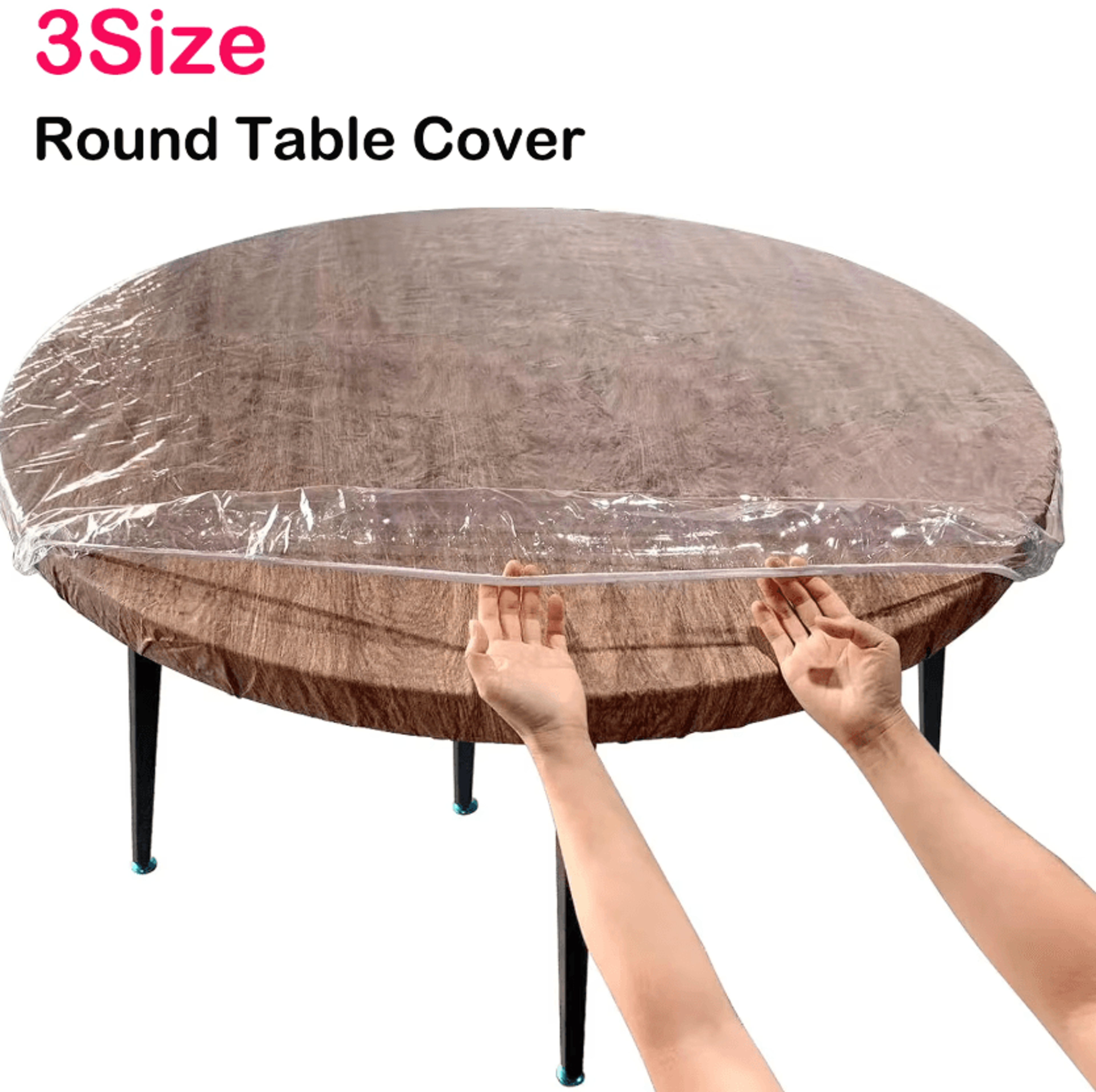 Transparent Elastic Round Tablecloth Waterproof PVC Fitted Table Protector 0