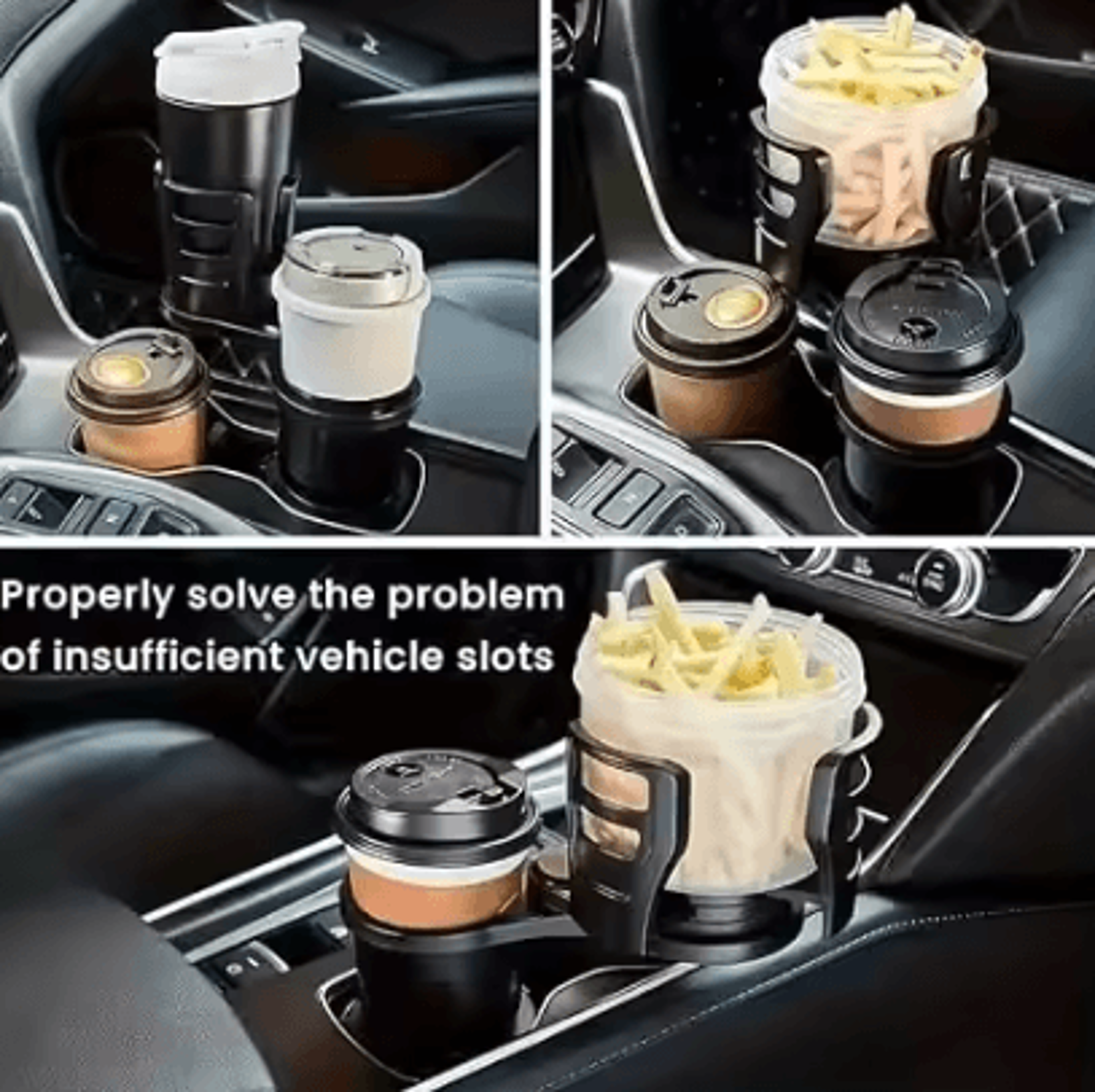 DriveMate Adjustable Car Cup Holder Tray With Dual Drink Holders 3