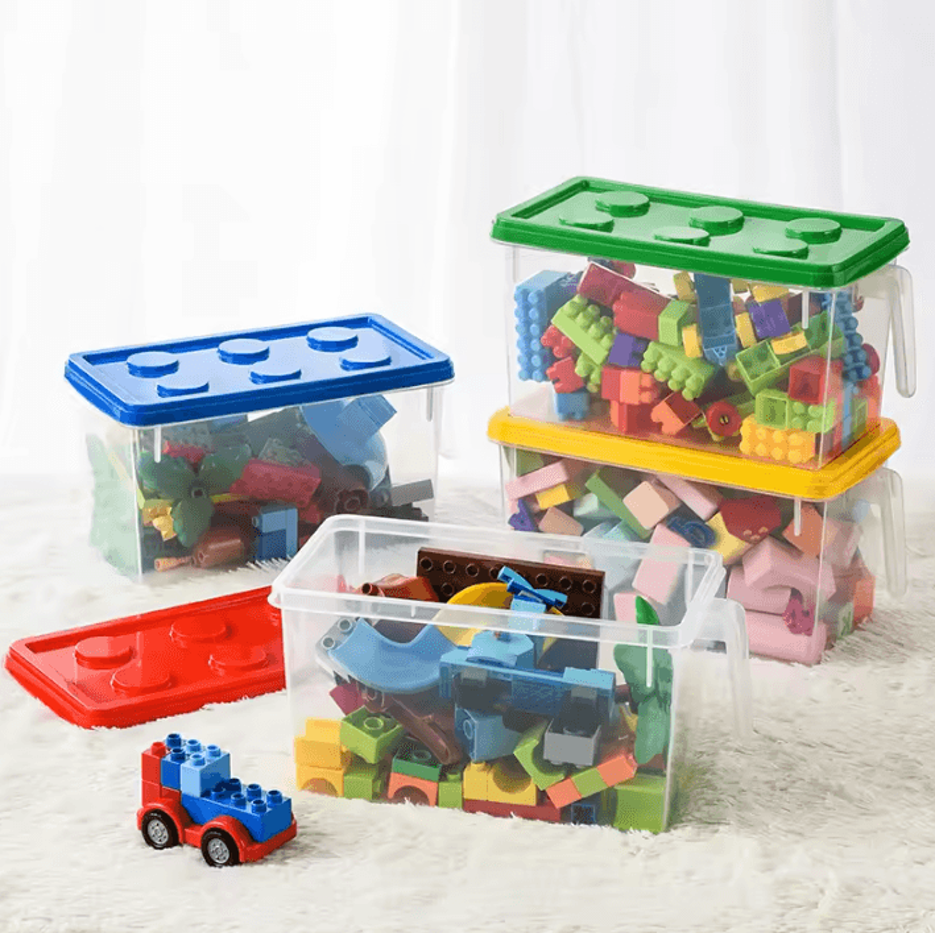BlockNest Stackable Kids Building Block Storage Box With Carry Handle 1
