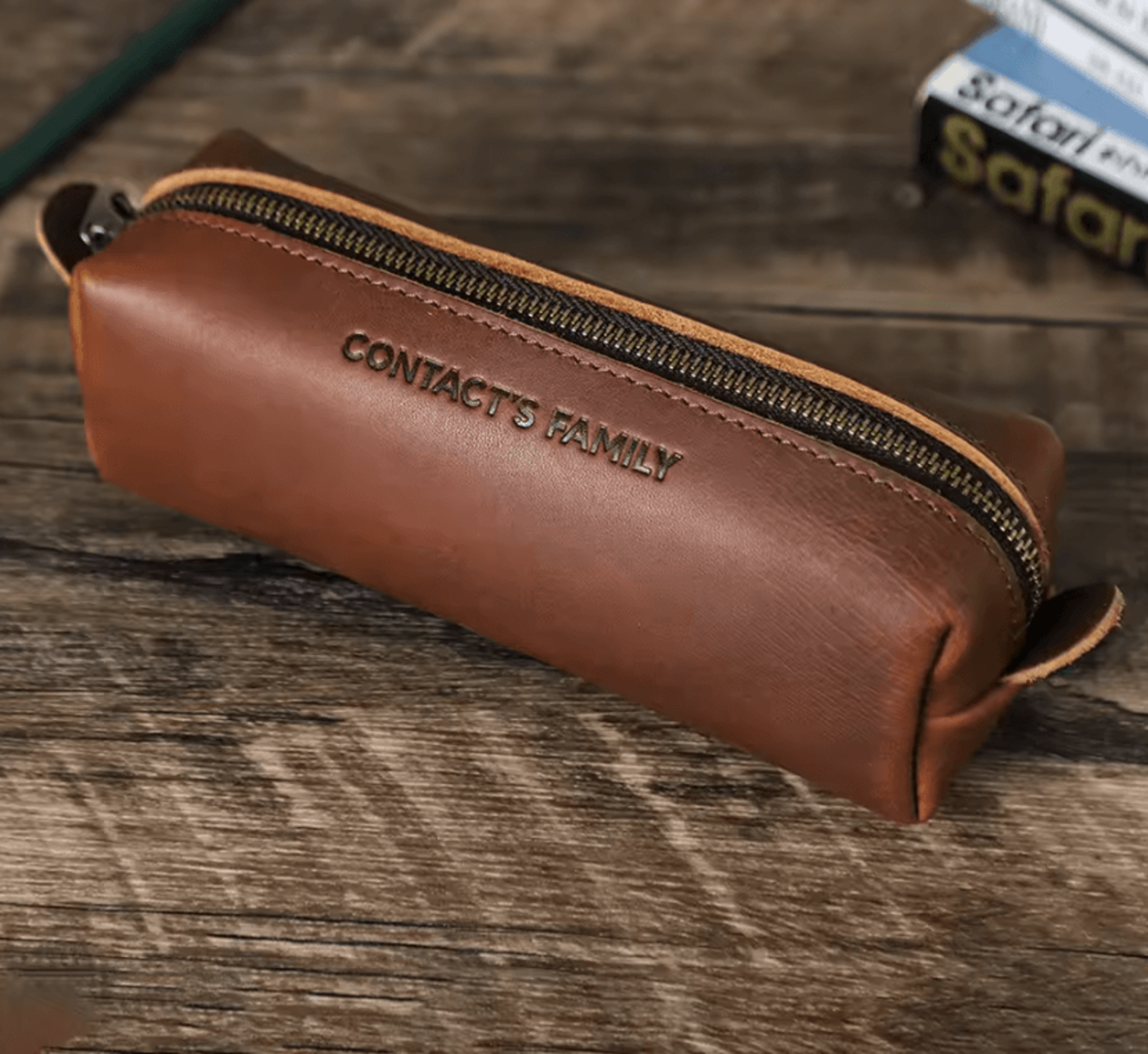 HeritagePen Retro Leather Pencil Case For School And Office Organization 0