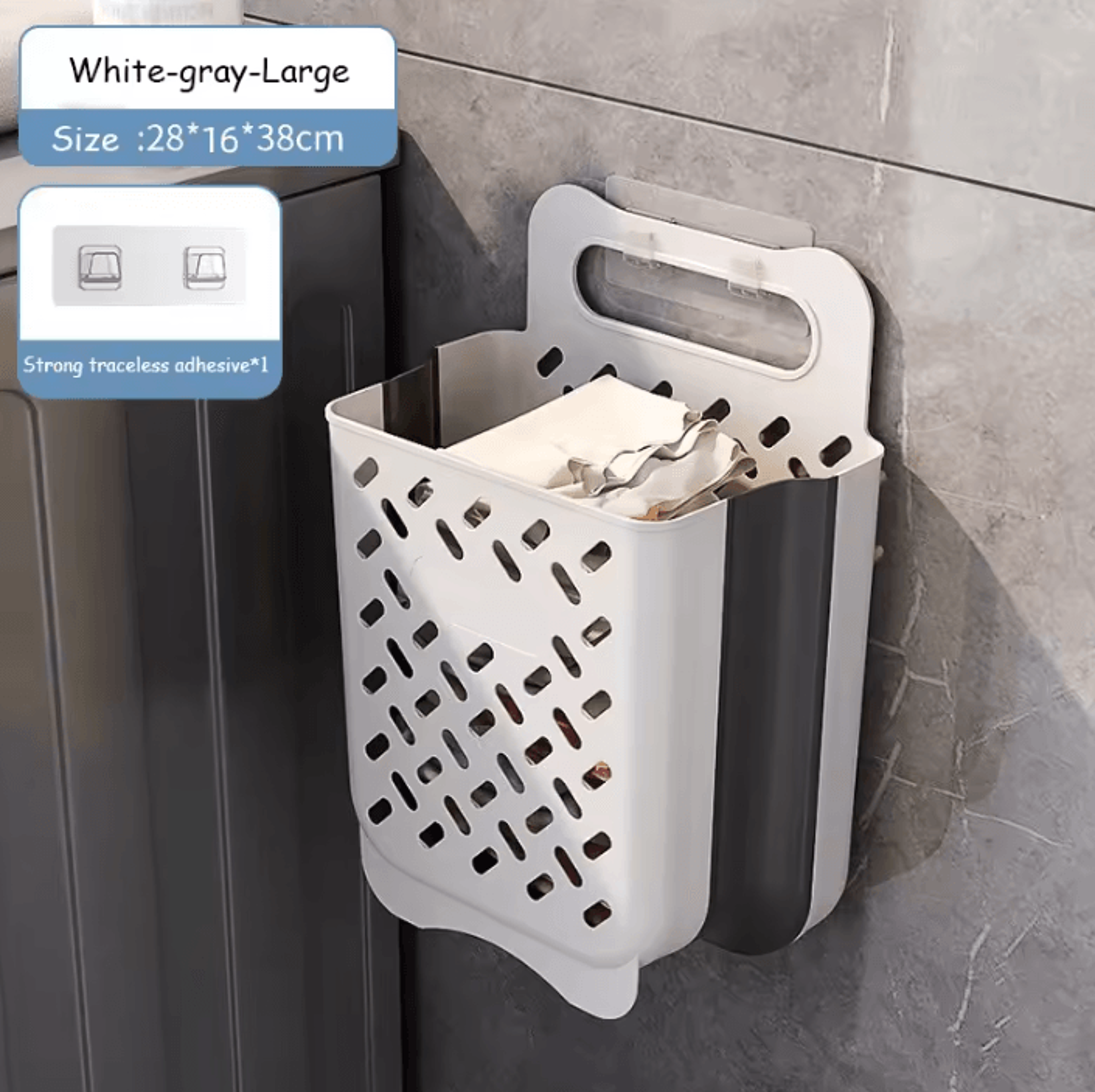 FoldNest Large WallMounted Folding Storage Basket With Removable Fabric Liner 6