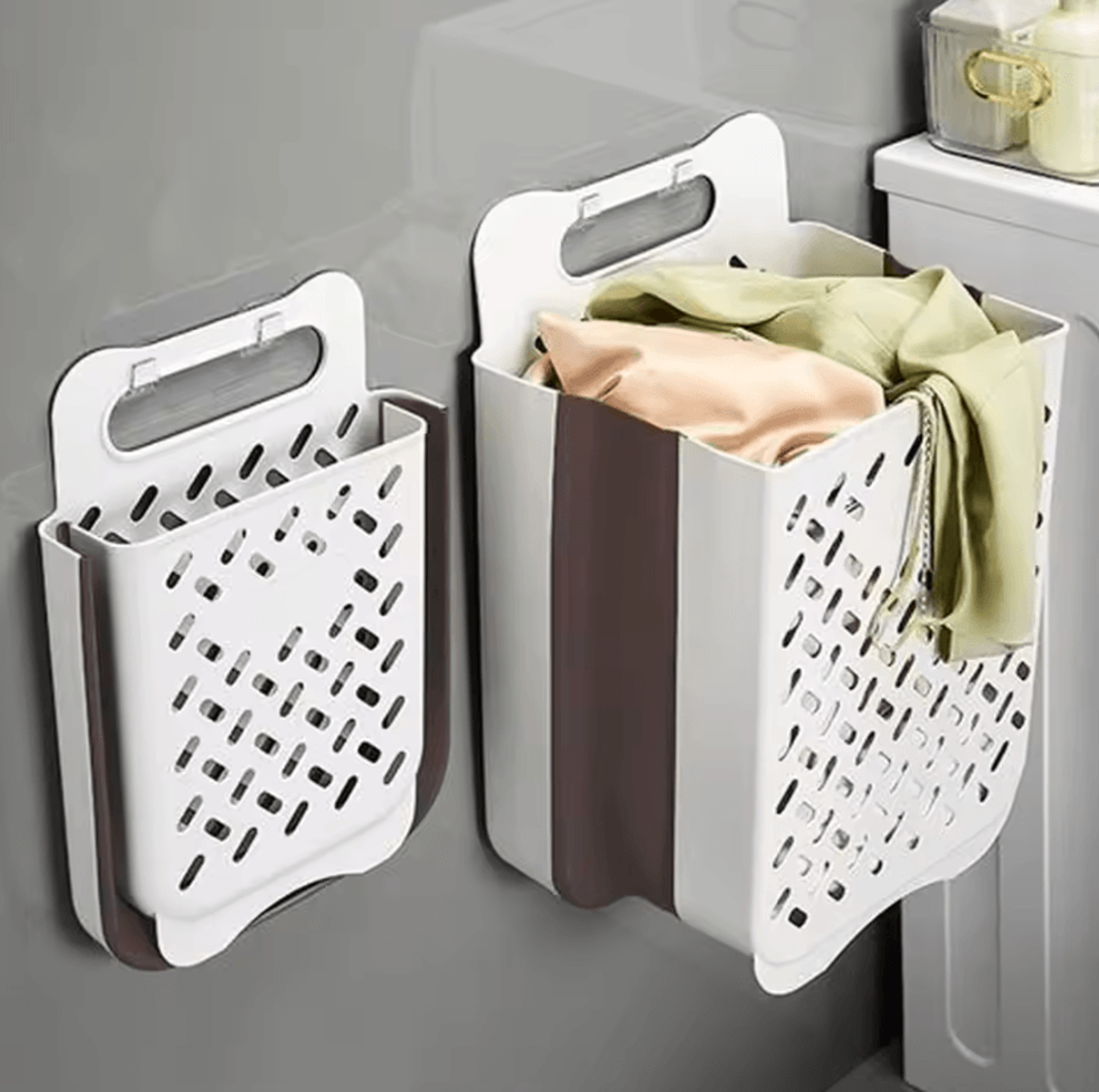 FoldNest Large WallMounted Folding Storage Basket With Removable Fabric Liner 2