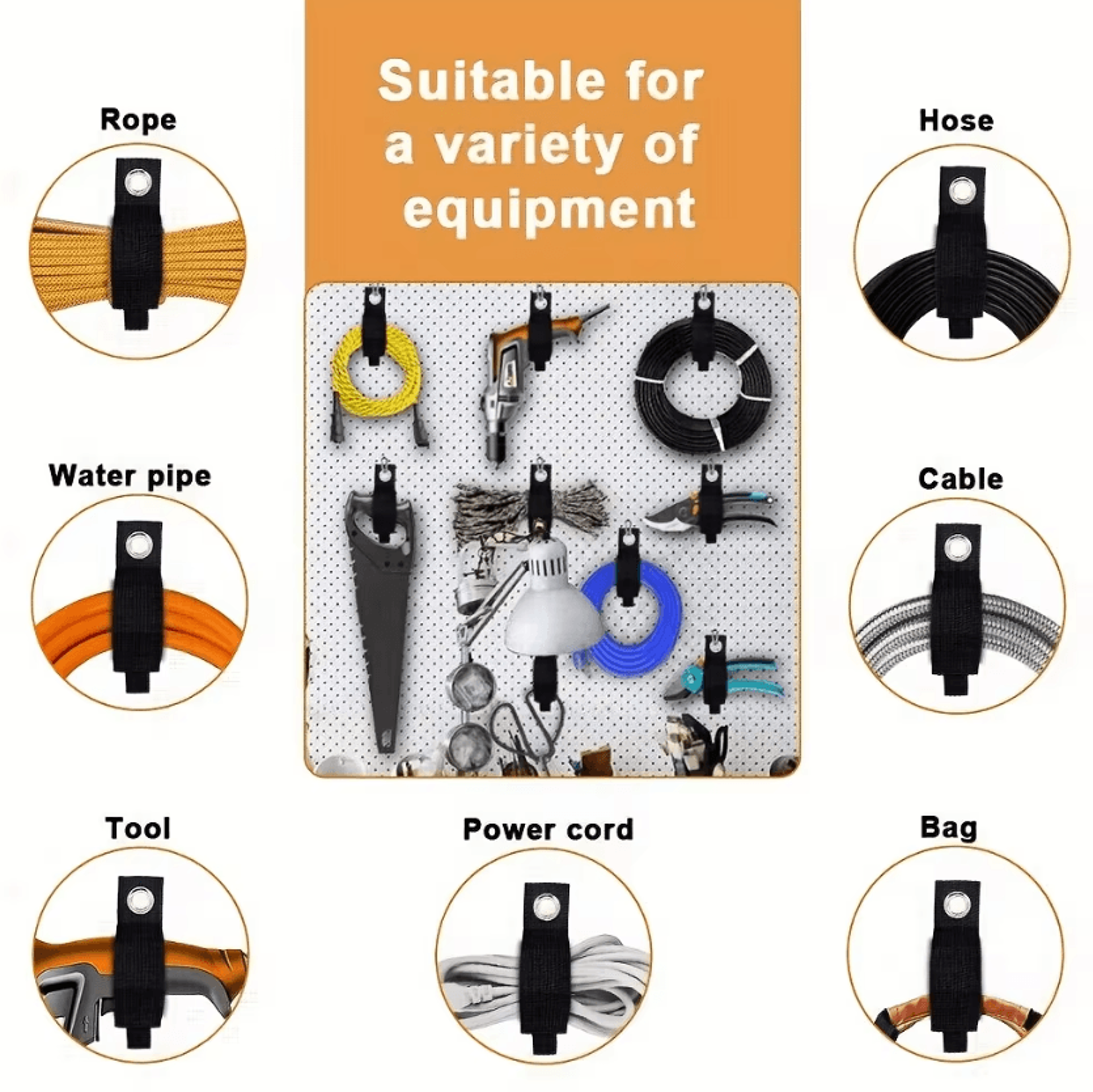 GripTidy Heavy Duty Reusable Storage Straps For Cables Hoses And Garage Organization 2
