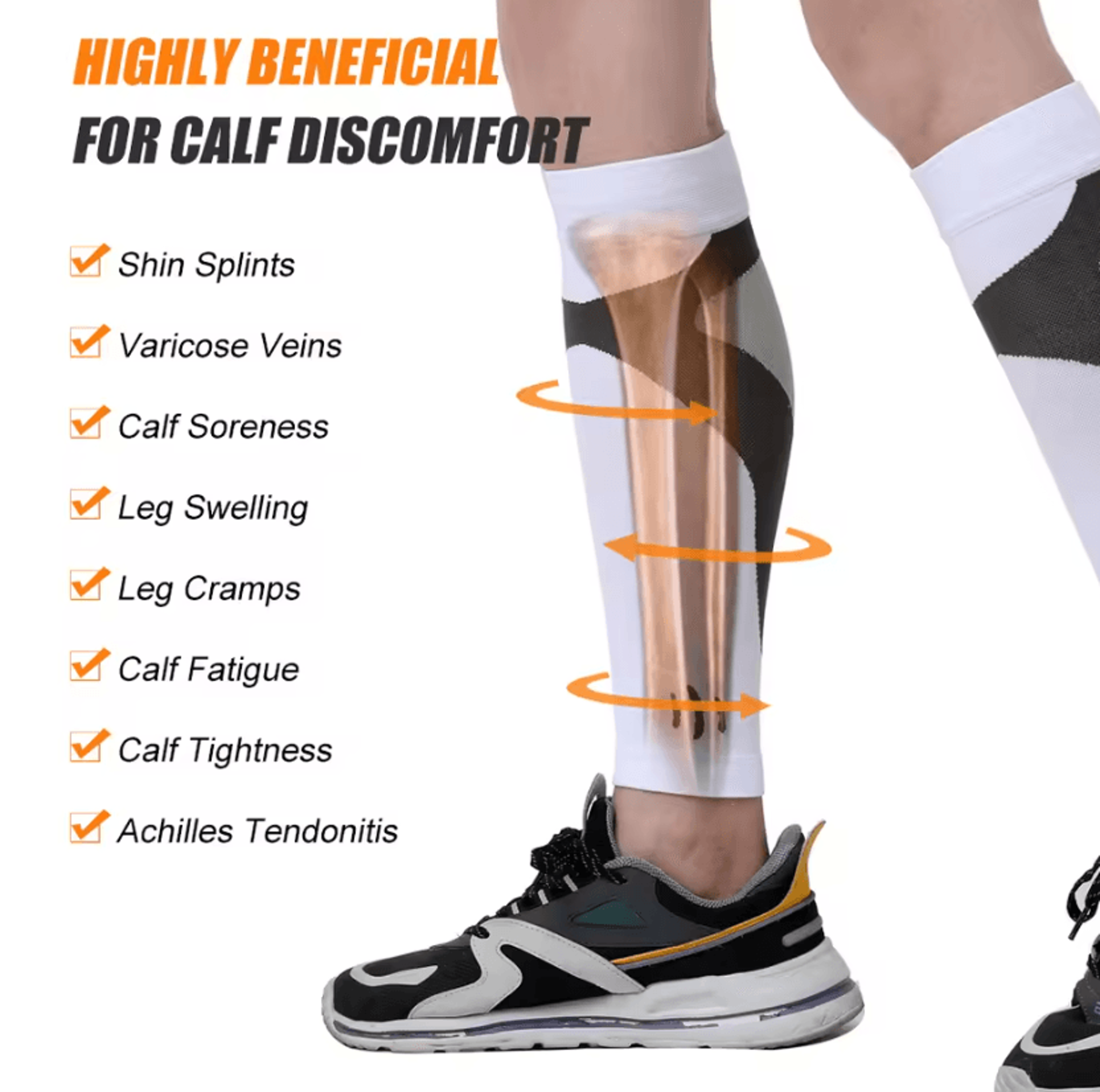 FlexStride Running Calf Compression Sleeves For Shin Support 3