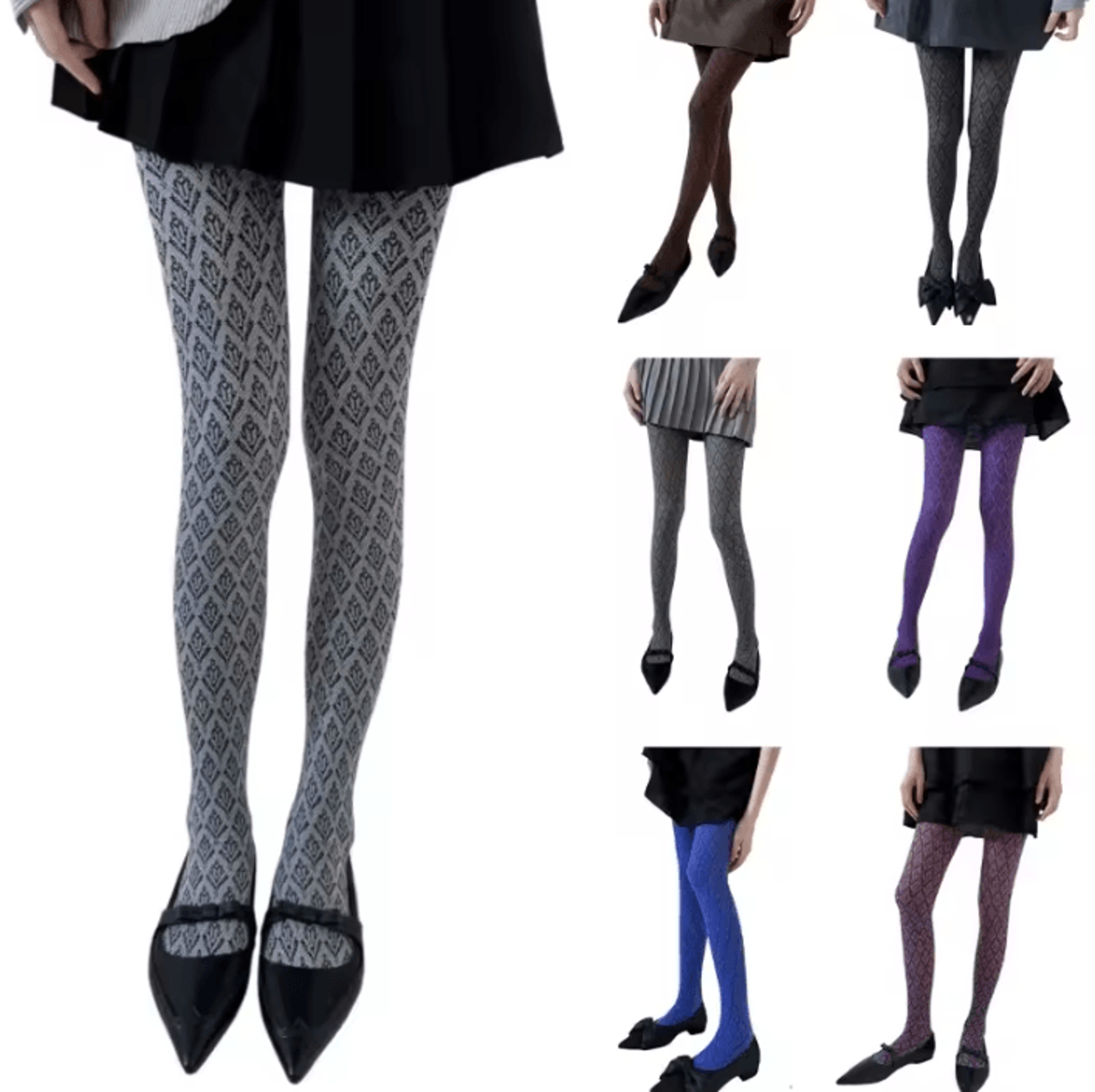 VintageBloom Dark Floral Jacquard Tights For Women With Elegant JapaneseInspired Design 0