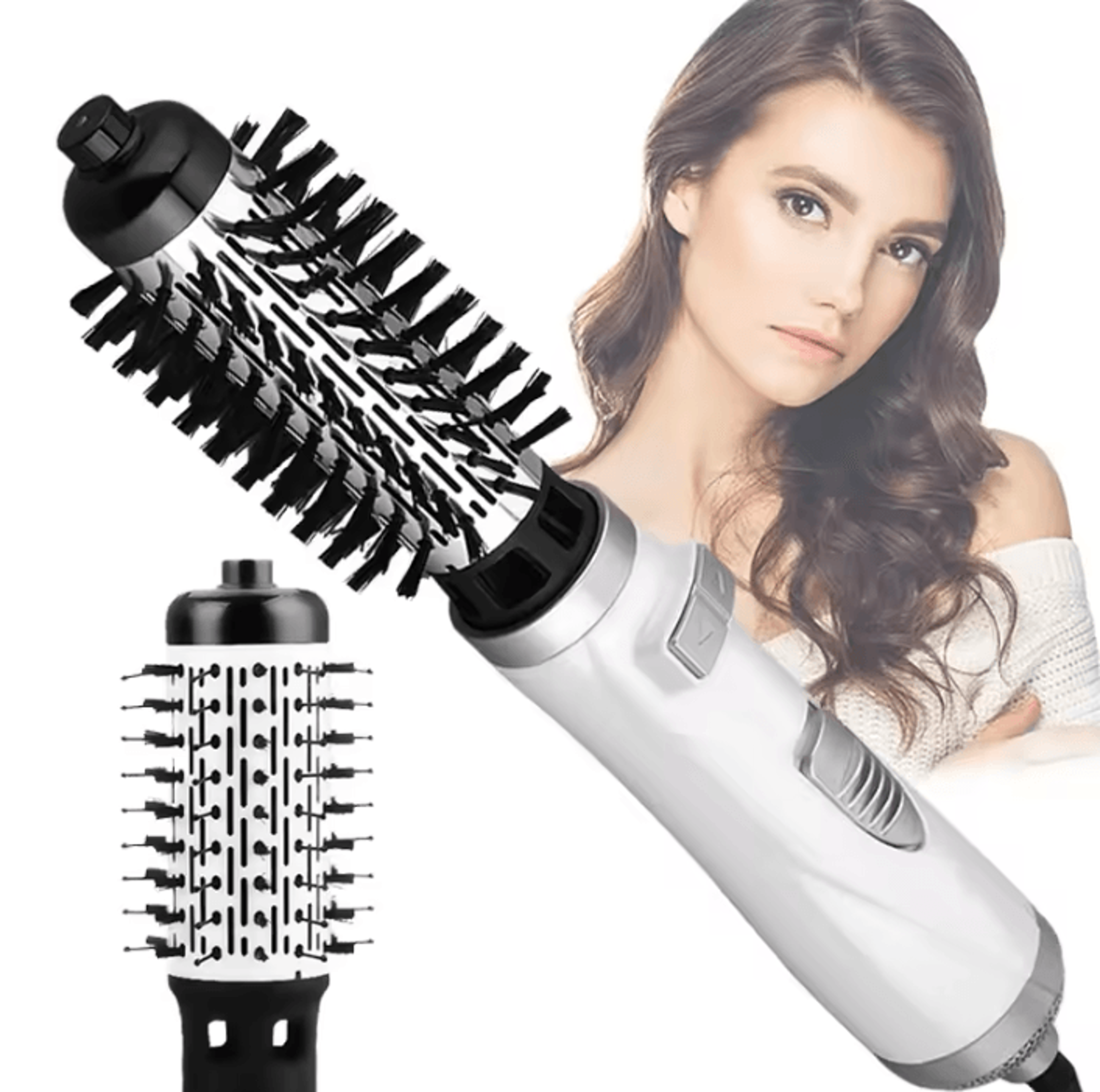StyleViva 2in1 Rotating Hot Air Brush Hair Dryer With Ceramic Styling And Negative Ion Technology 0