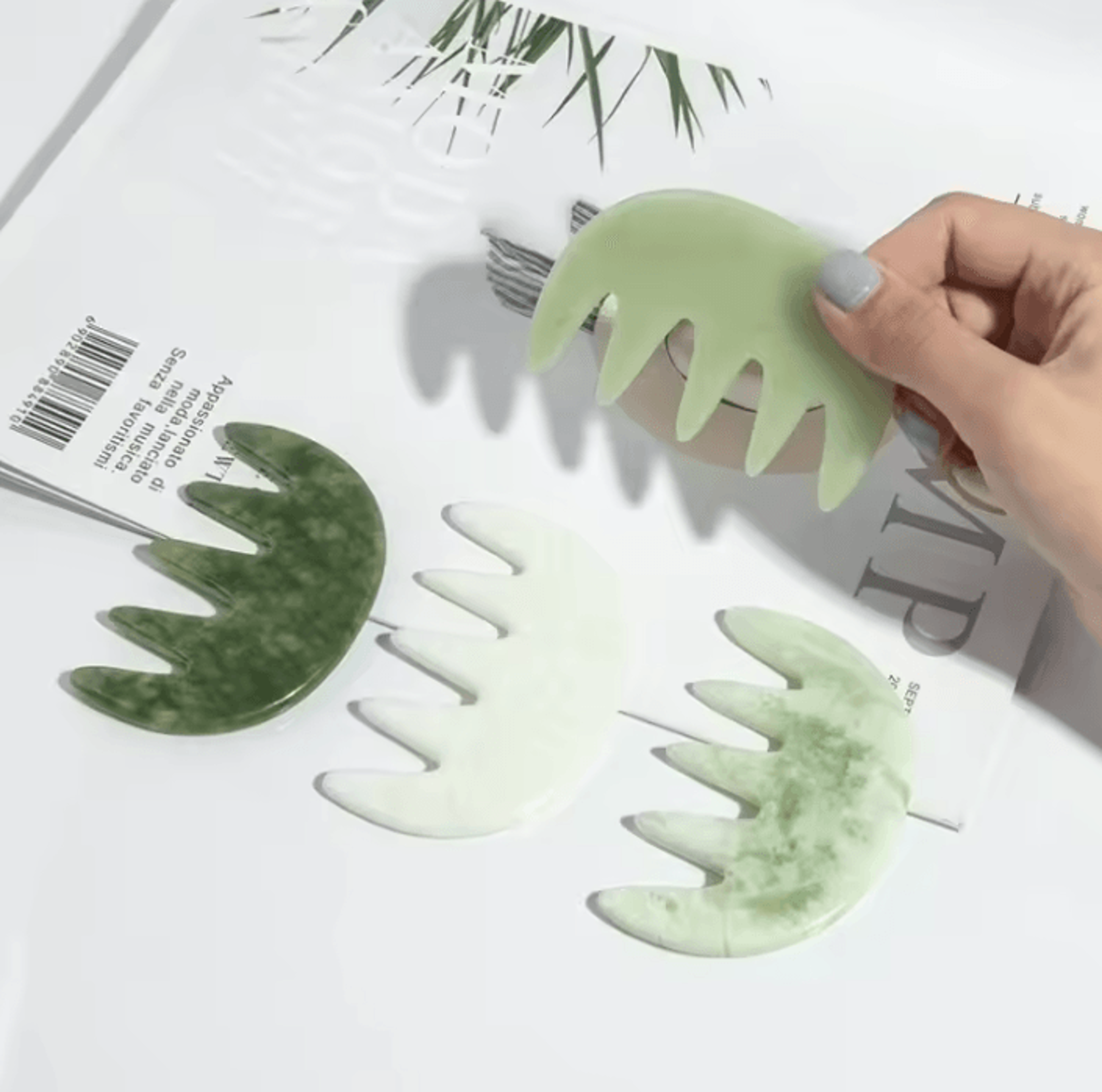 JadeHarmony Natural Jade Comb Gua Sha Massage Tool For Face And Body 2