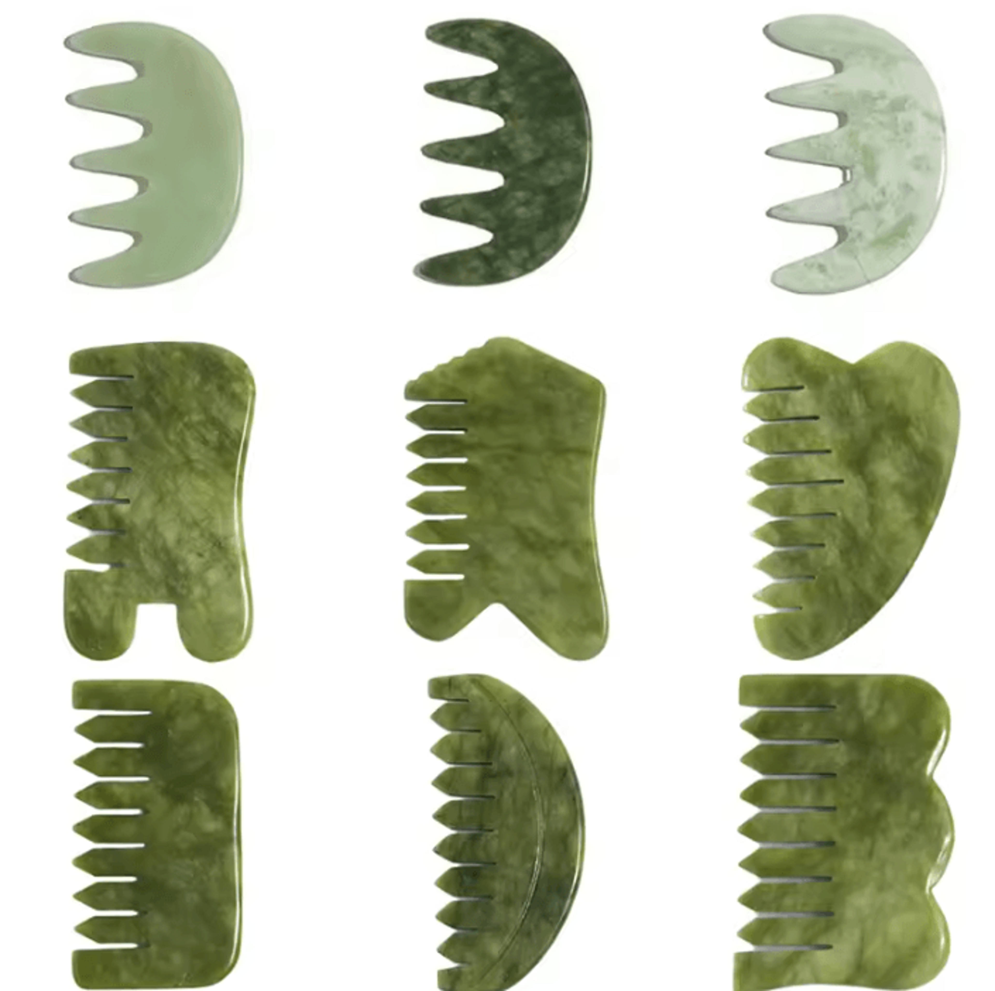 JadeHarmony Natural Jade Comb Gua Sha Massage Tool For Face And Body 0