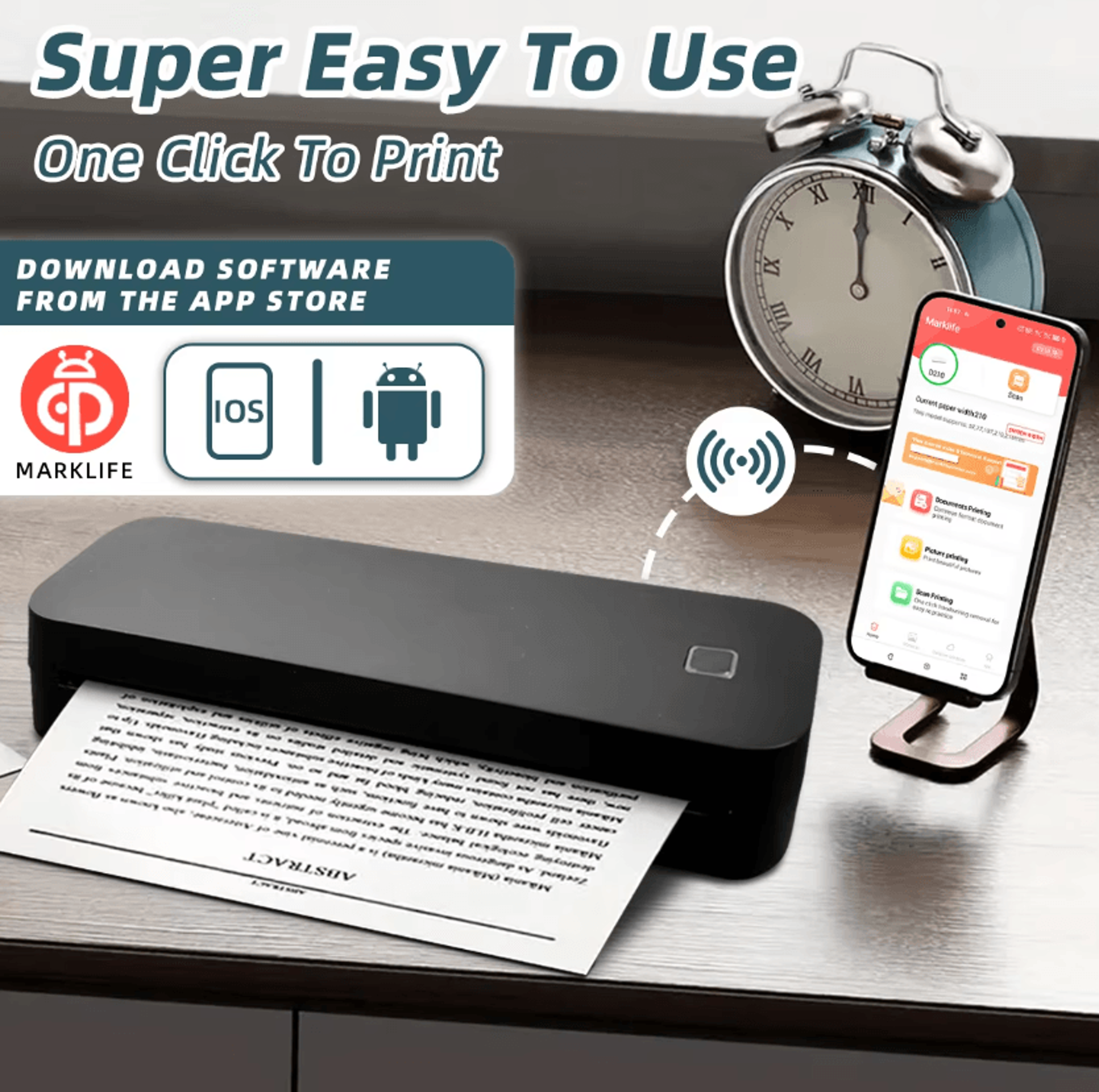 Marklife D210 PrintFlex Mini A4 Bluetooth Thermal Printer For Tattoo Designs And Office Documents 1
