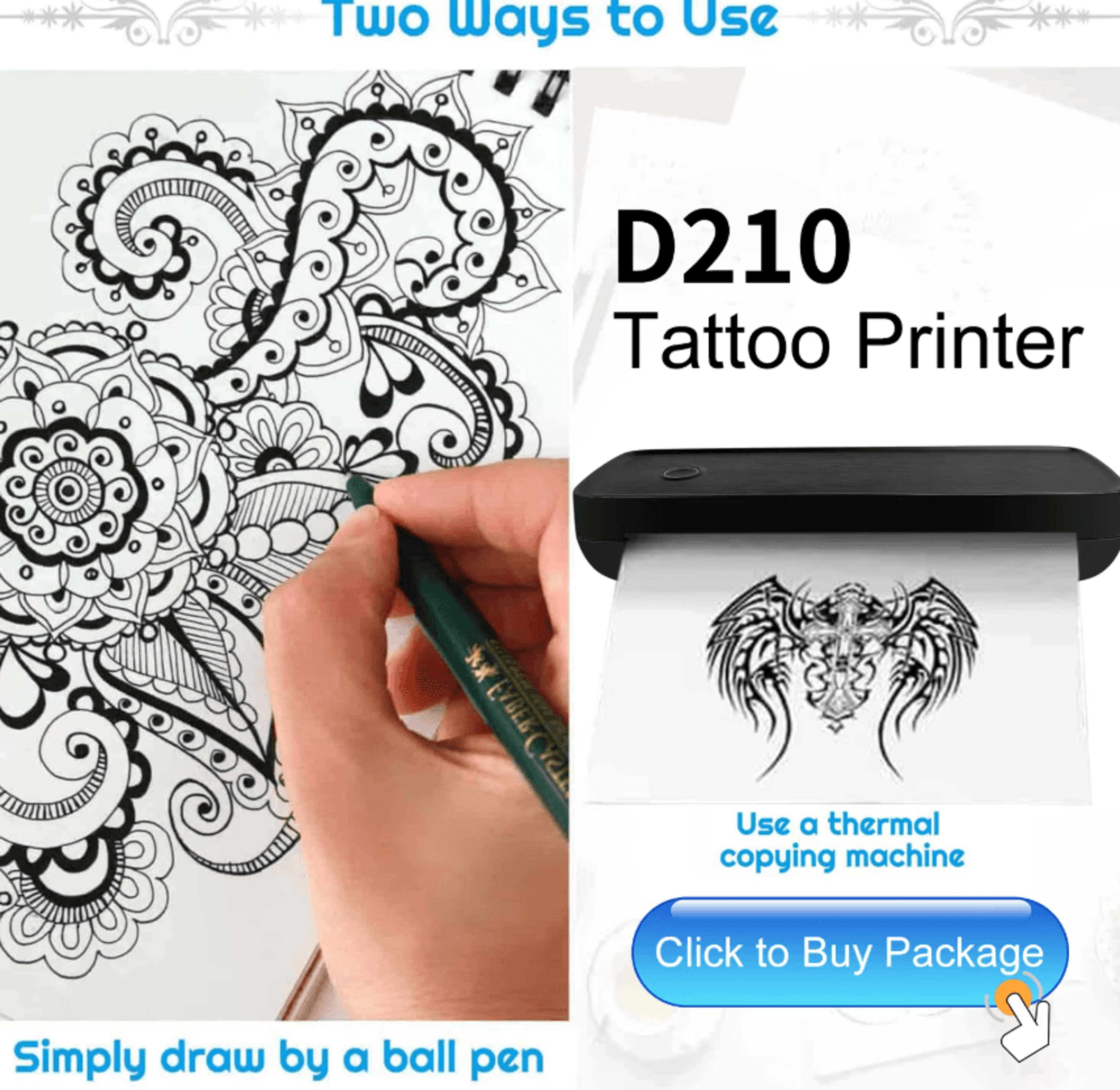 Marklife D210 PrintFlex Mini A4 Bluetooth Thermal Printer For Tattoo Designs And Office Documents 3