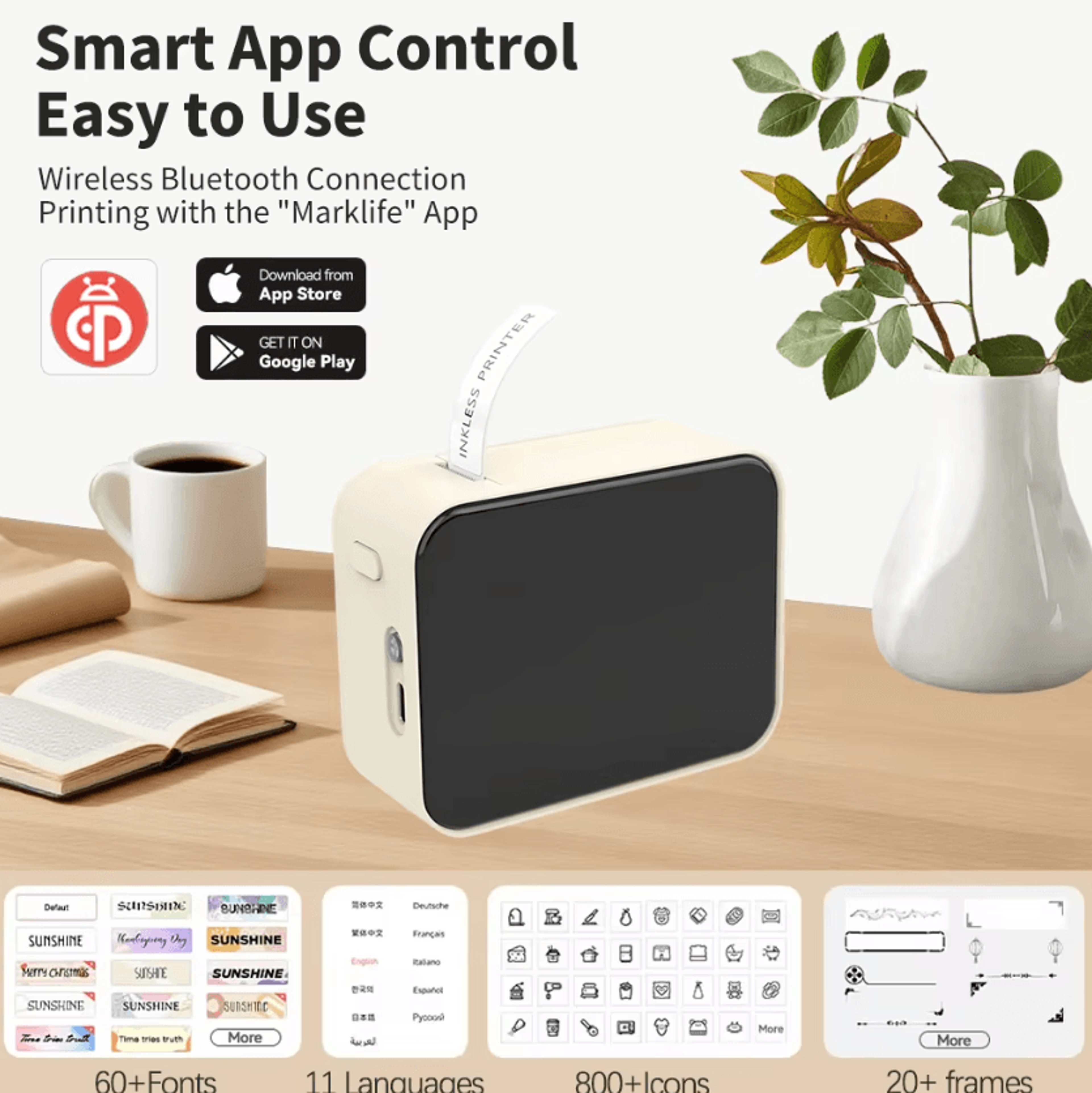 Marklife P15 LabelNest Mini Inkless Thermal Sticker Printer For Home And Office Organization 1