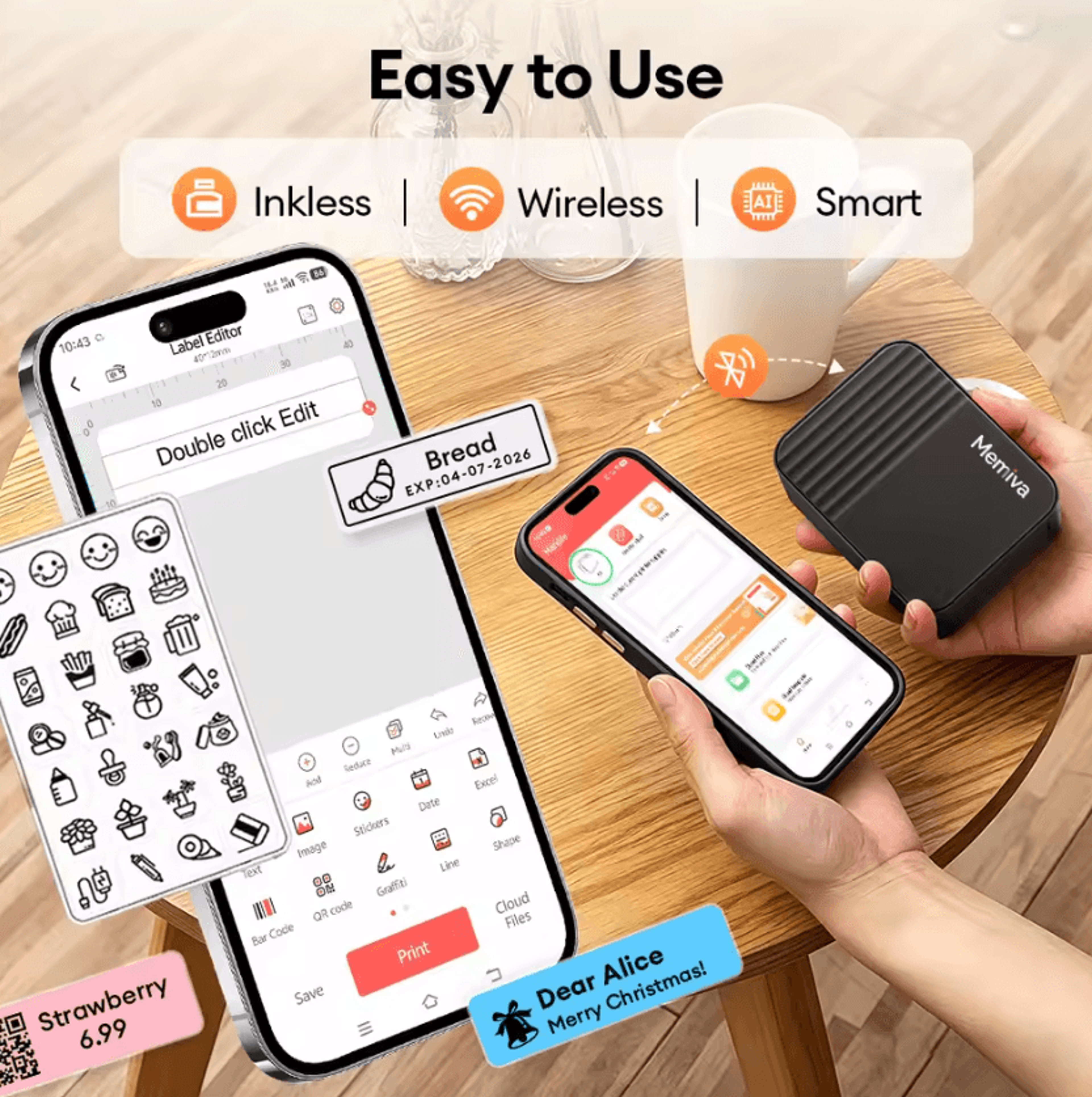Memiva A1 StickerMate Mini Inkless Thermal Label Printer For Home Office And Creative Organization 3