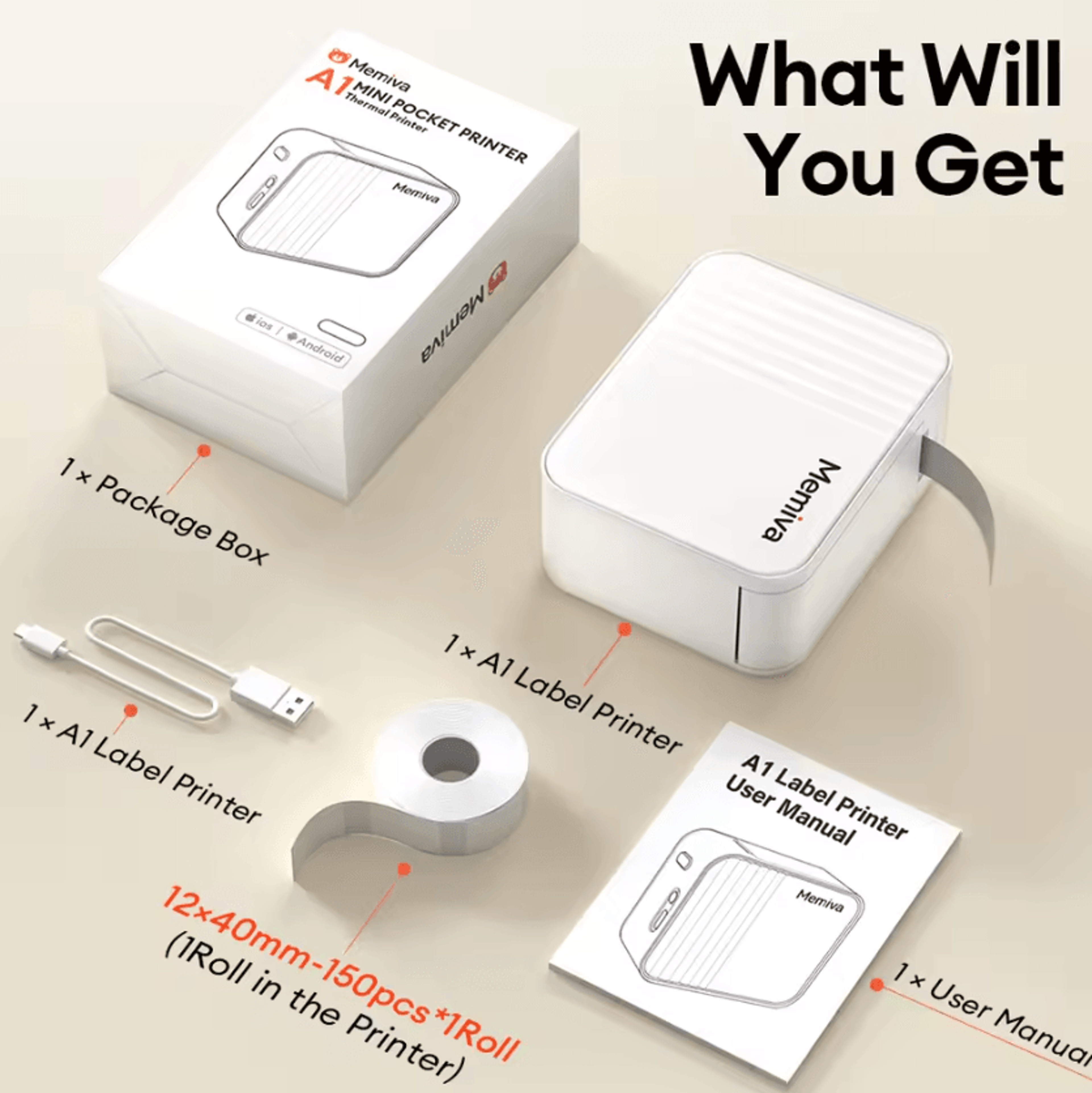 Memiva A1 StickerMate Mini Inkless Thermal Label Printer For Home Office And Creative Organization 4