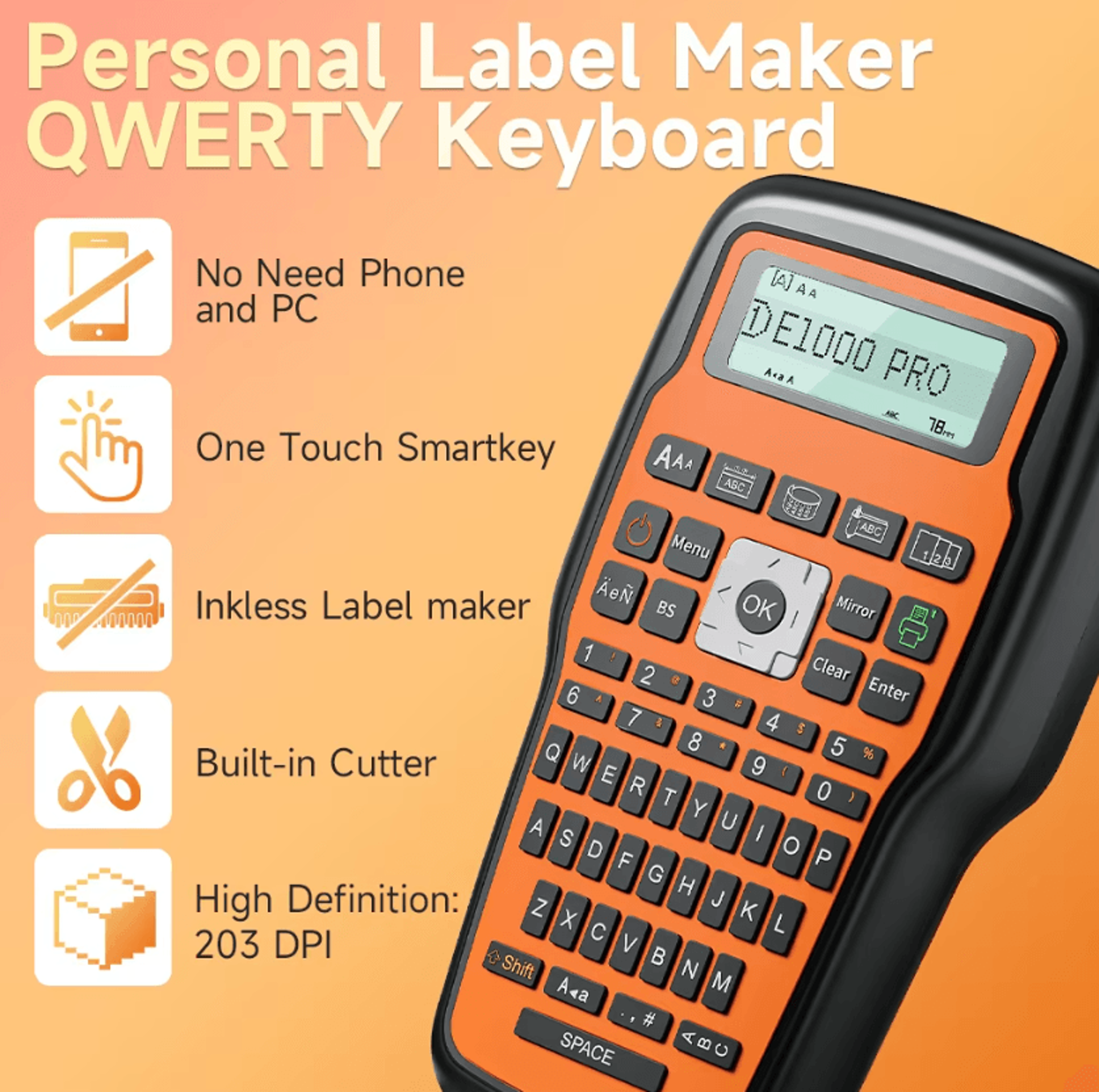 E1000 PRO Industrial Label Maker With Keyboard For Cable Identification And Heat Shrink Tubes 0