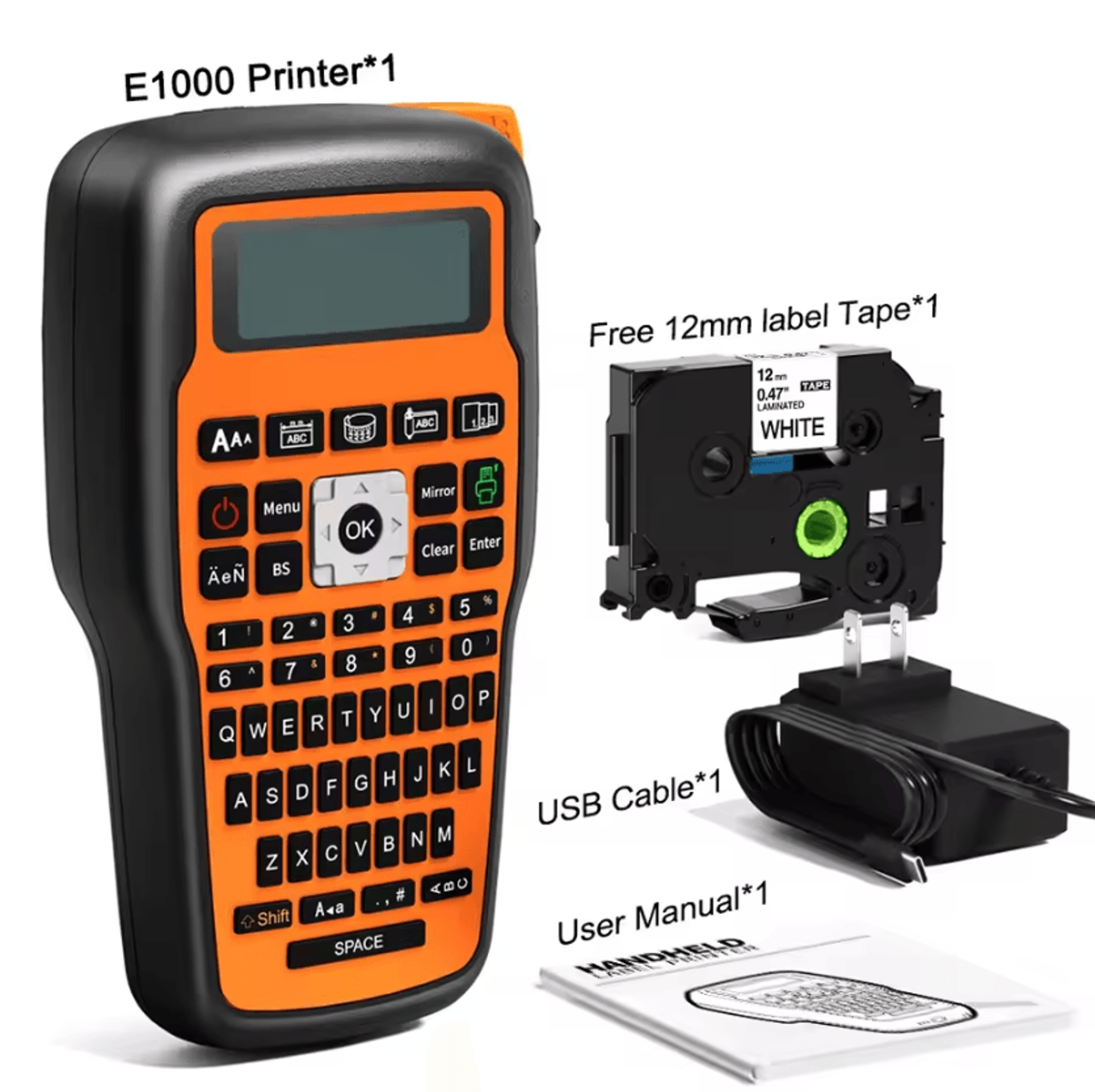 E1000 PRO Industrial Label Maker With Keyboard For Cable Identification And Heat Shrink Tubes 12