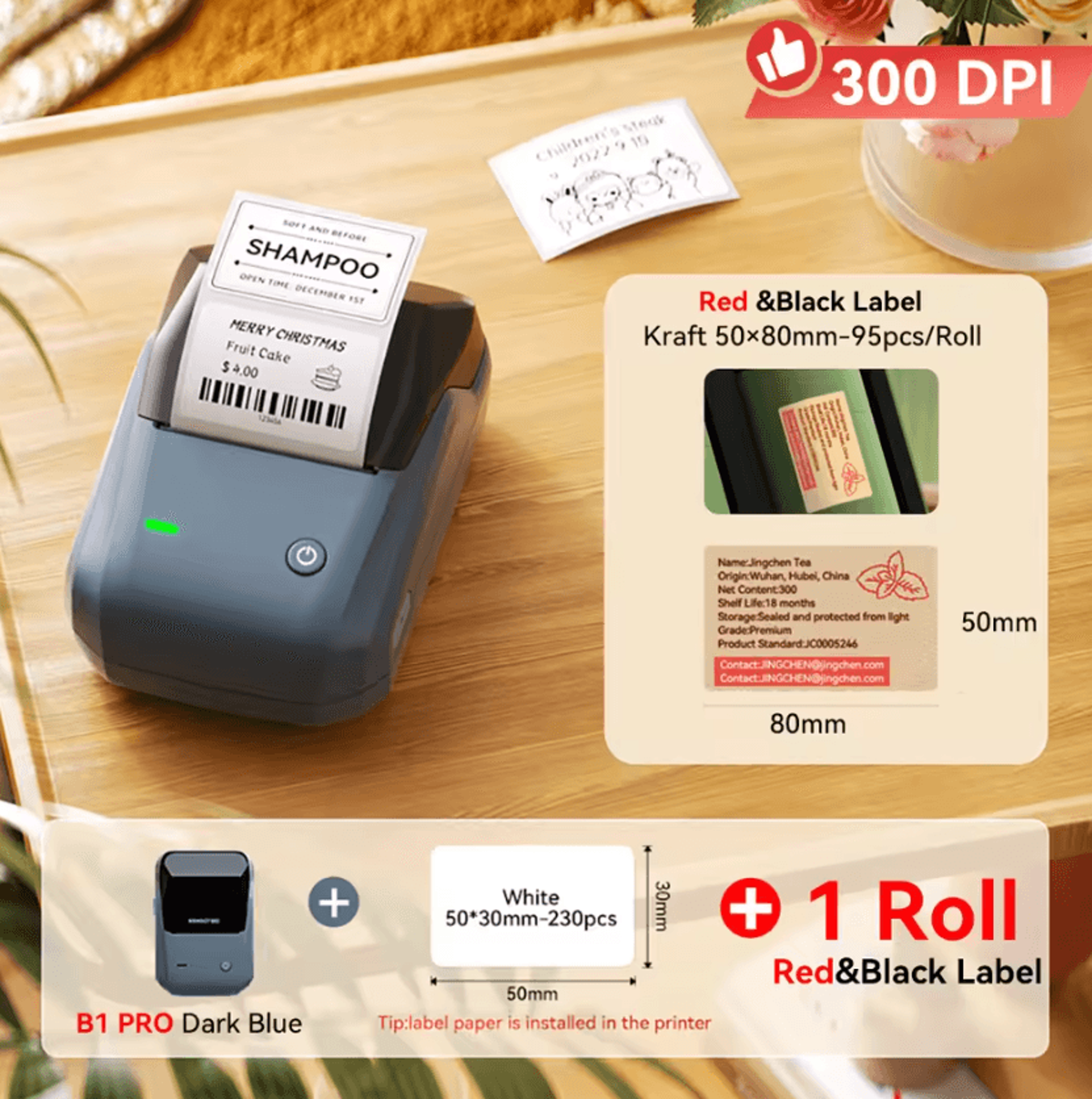 Niimbot B1 Pro DuoMark 300 DPI Wireless Label Printer With Red And Black DualColor Printing 10