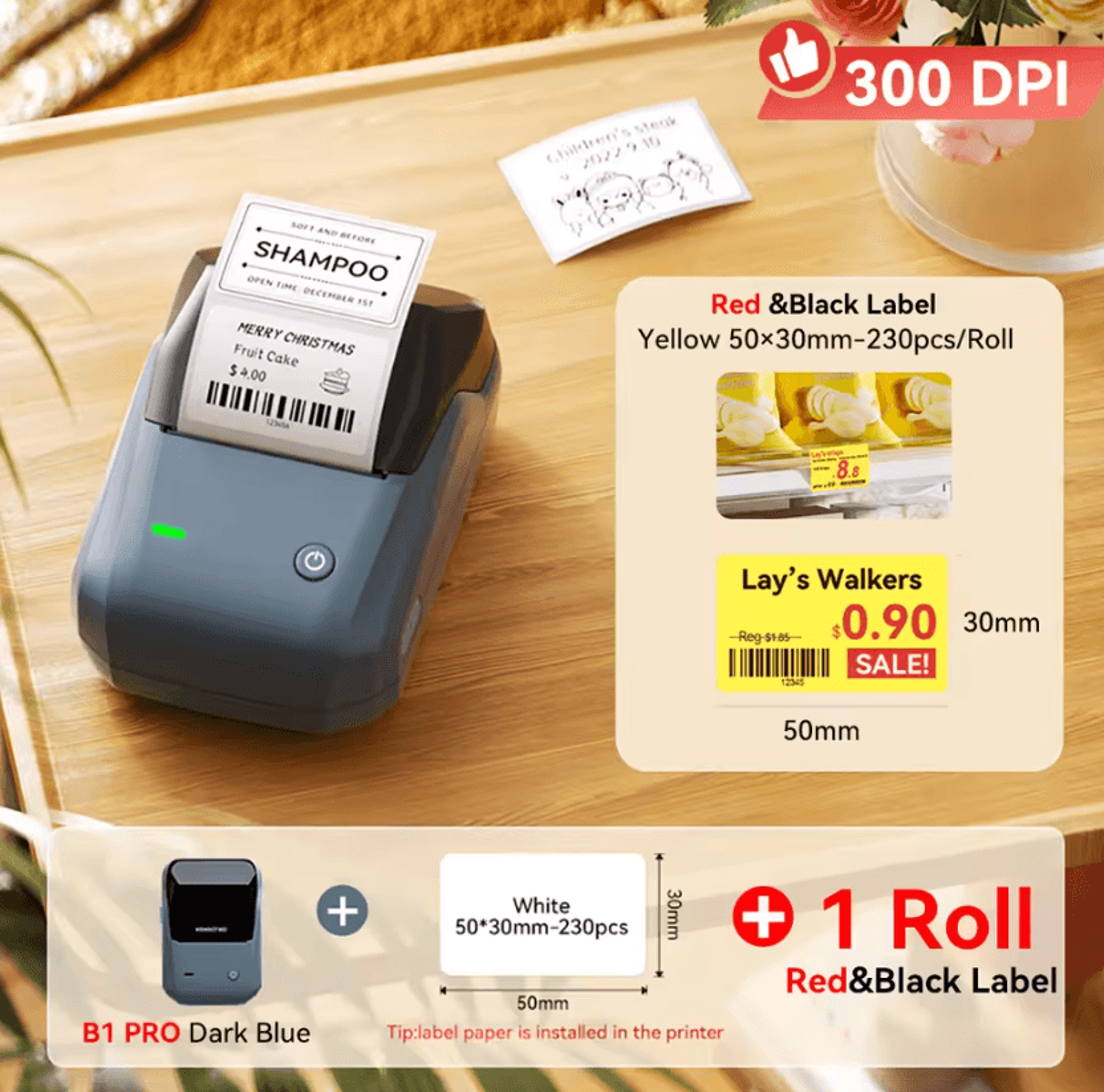 Niimbot B1 Pro DuoMark 300 DPI Wireless Label Printer With Red And Black DualColor Printing 8