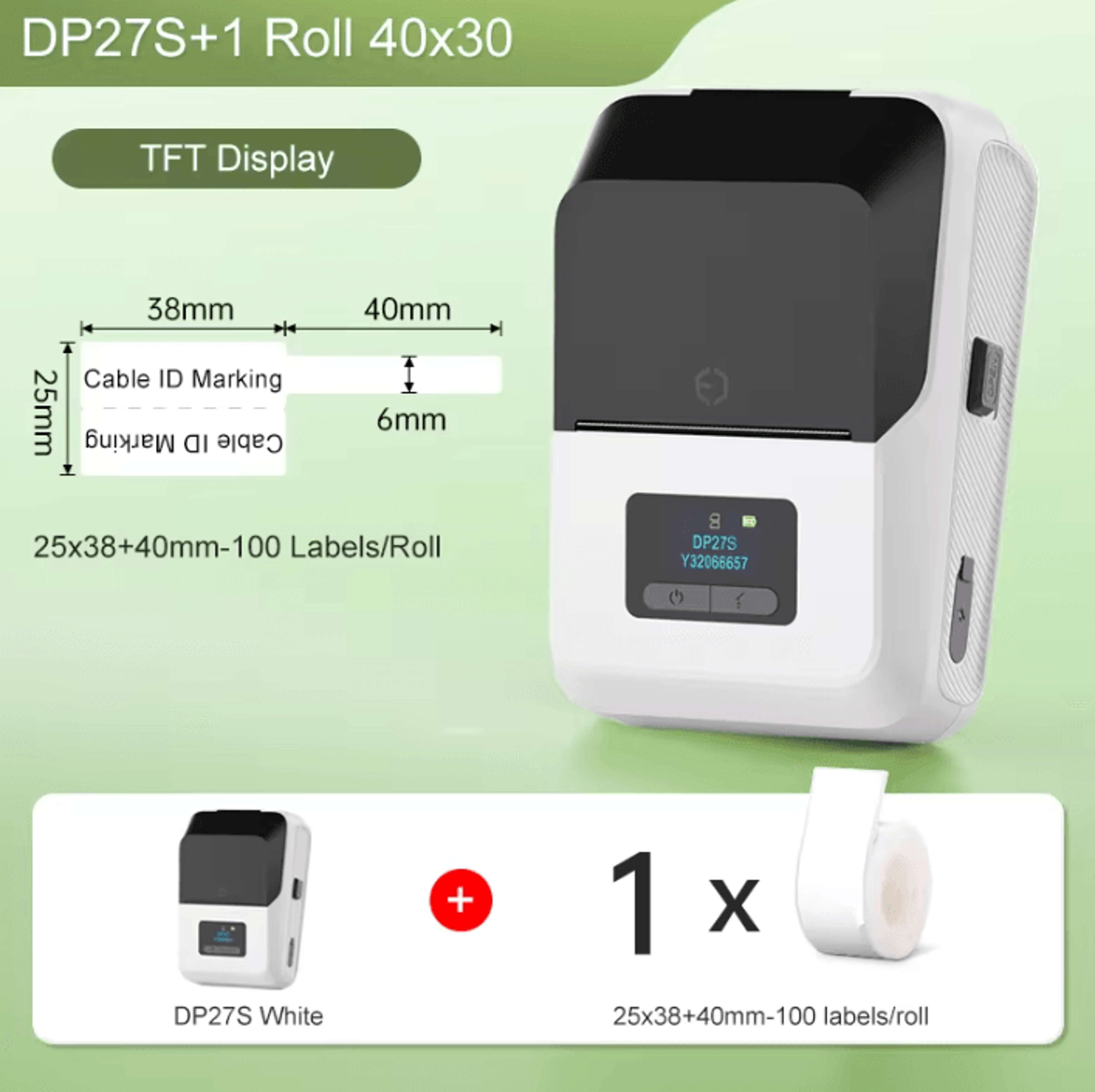 DETONGER DP27S CableMate 2Inch Wireless Thermal Label Printer For Home Office And Wire Organization 5