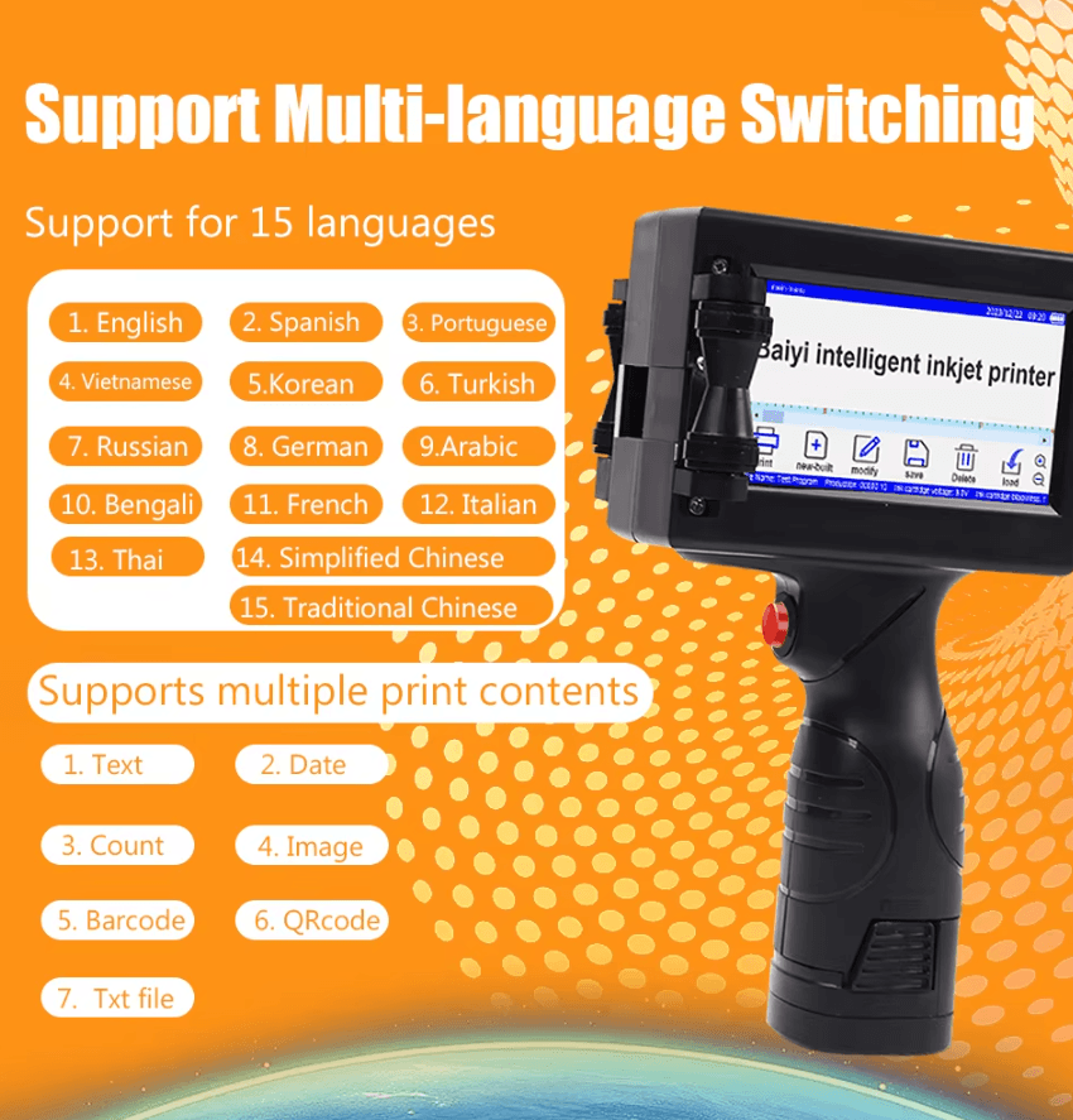 Portable Handheld Inkjet Printer For Date Coding Batch Numbers And Barcode Printing 2