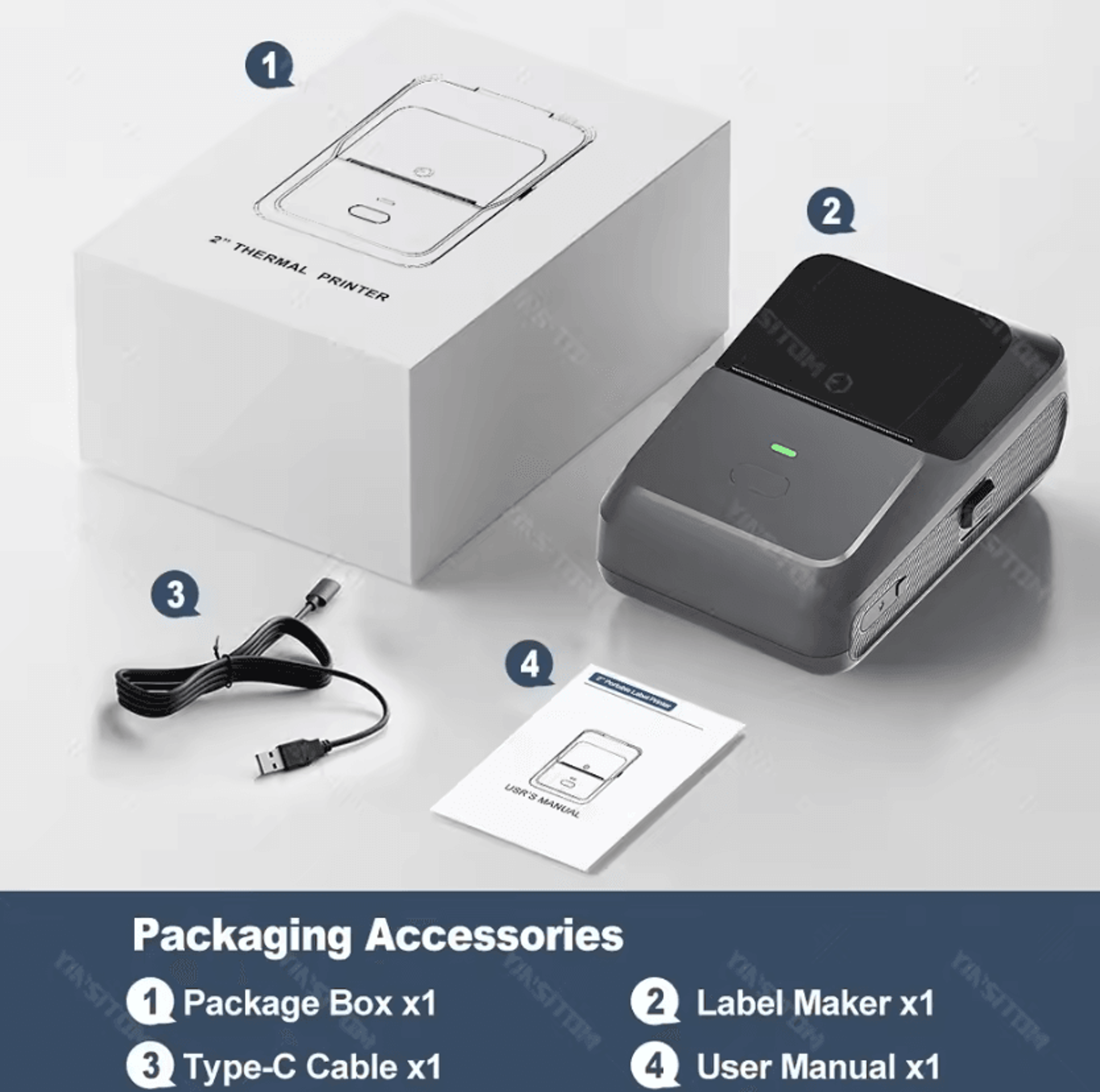 YINSITOM Mini Bluetooth Thermal Label Printer 2050mm Portable Barcode Sticker Maker 4