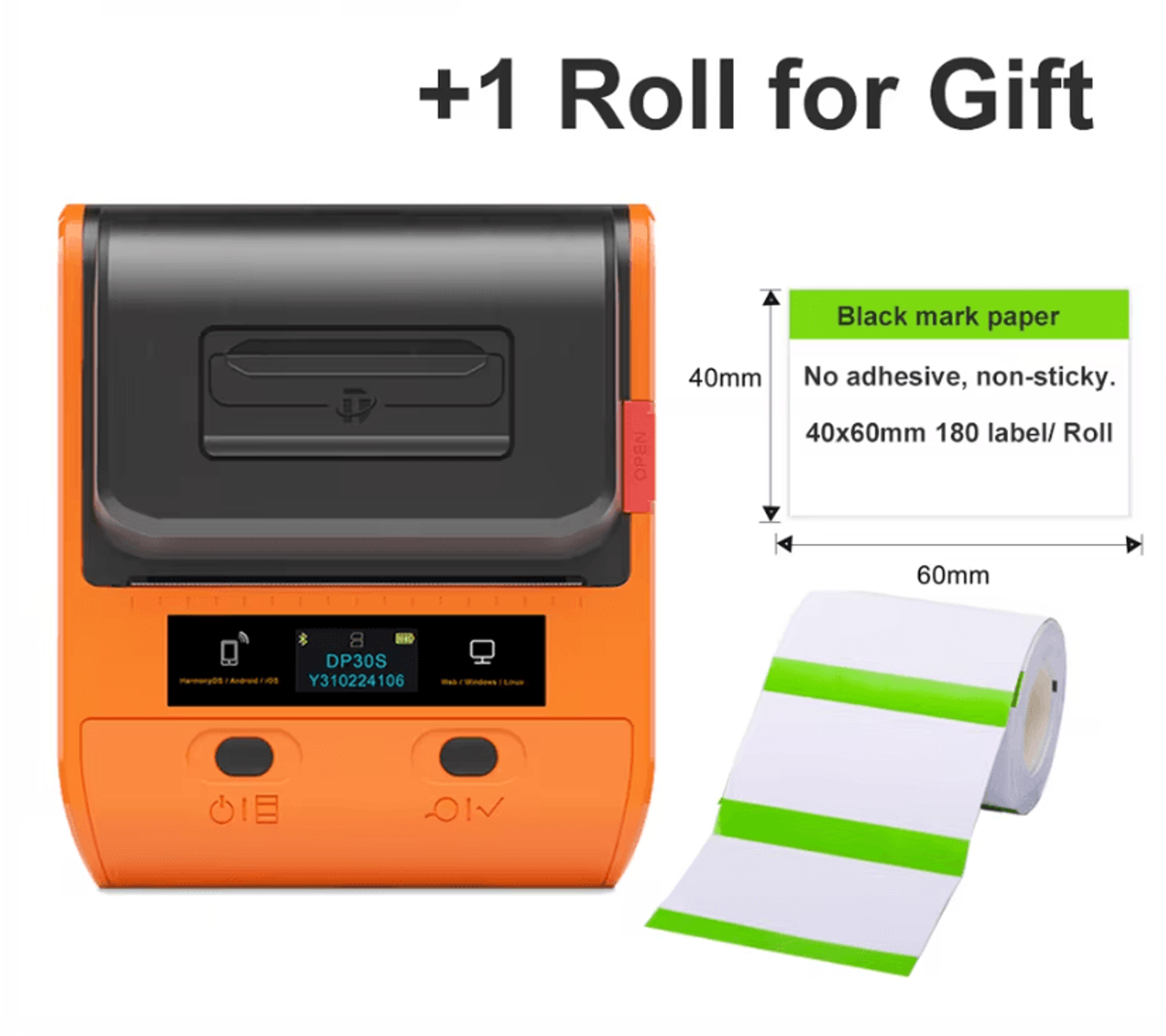 DETONGER DP30S Mini Bluetooth Thermal Label Printer 2880mm Portable Barcode Sticker Maker 8