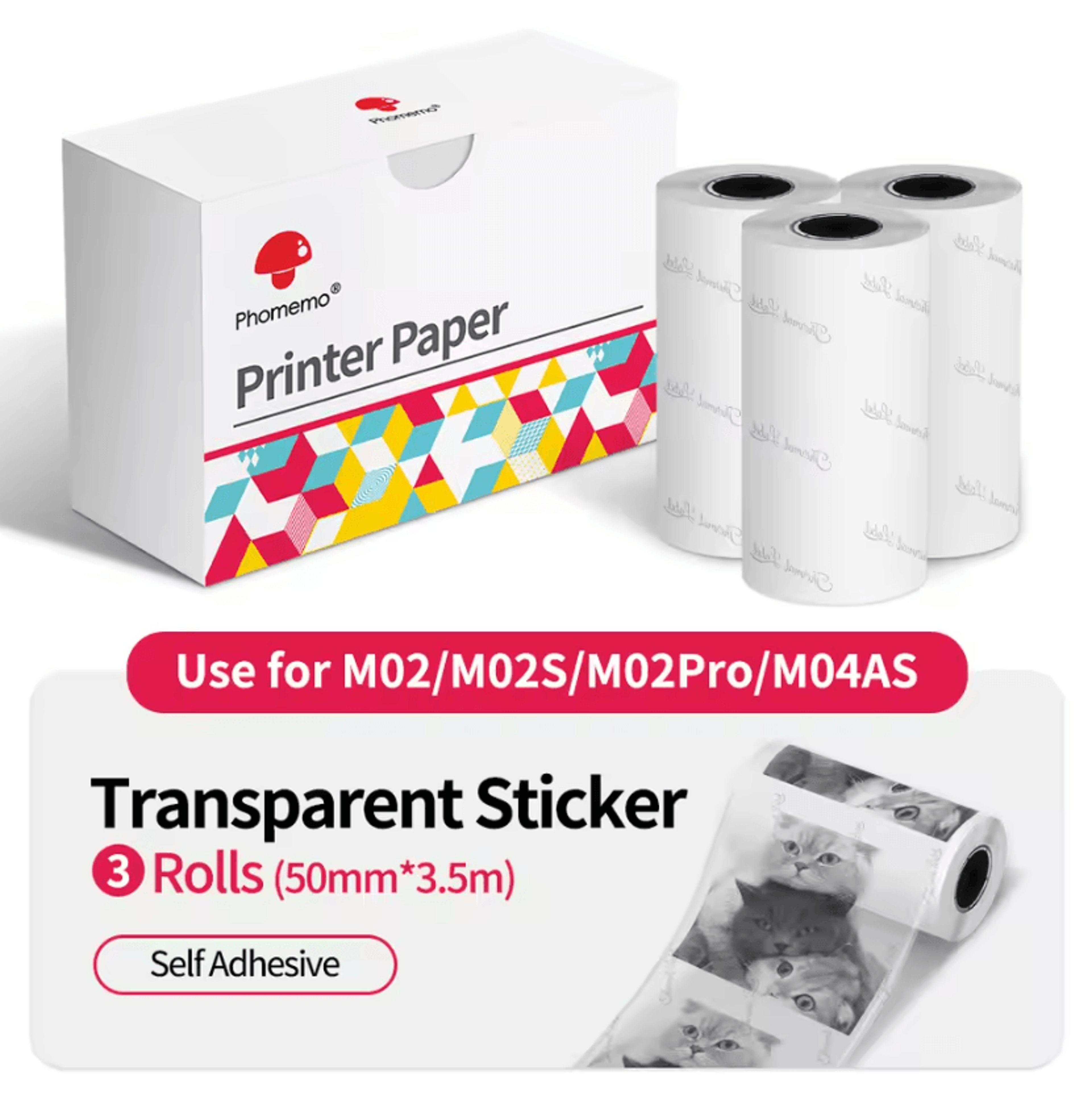 Phomemo 3 Rolls Thermal Sticker Paper For M02 M02S M02 Pro Mini Photo Printers 7