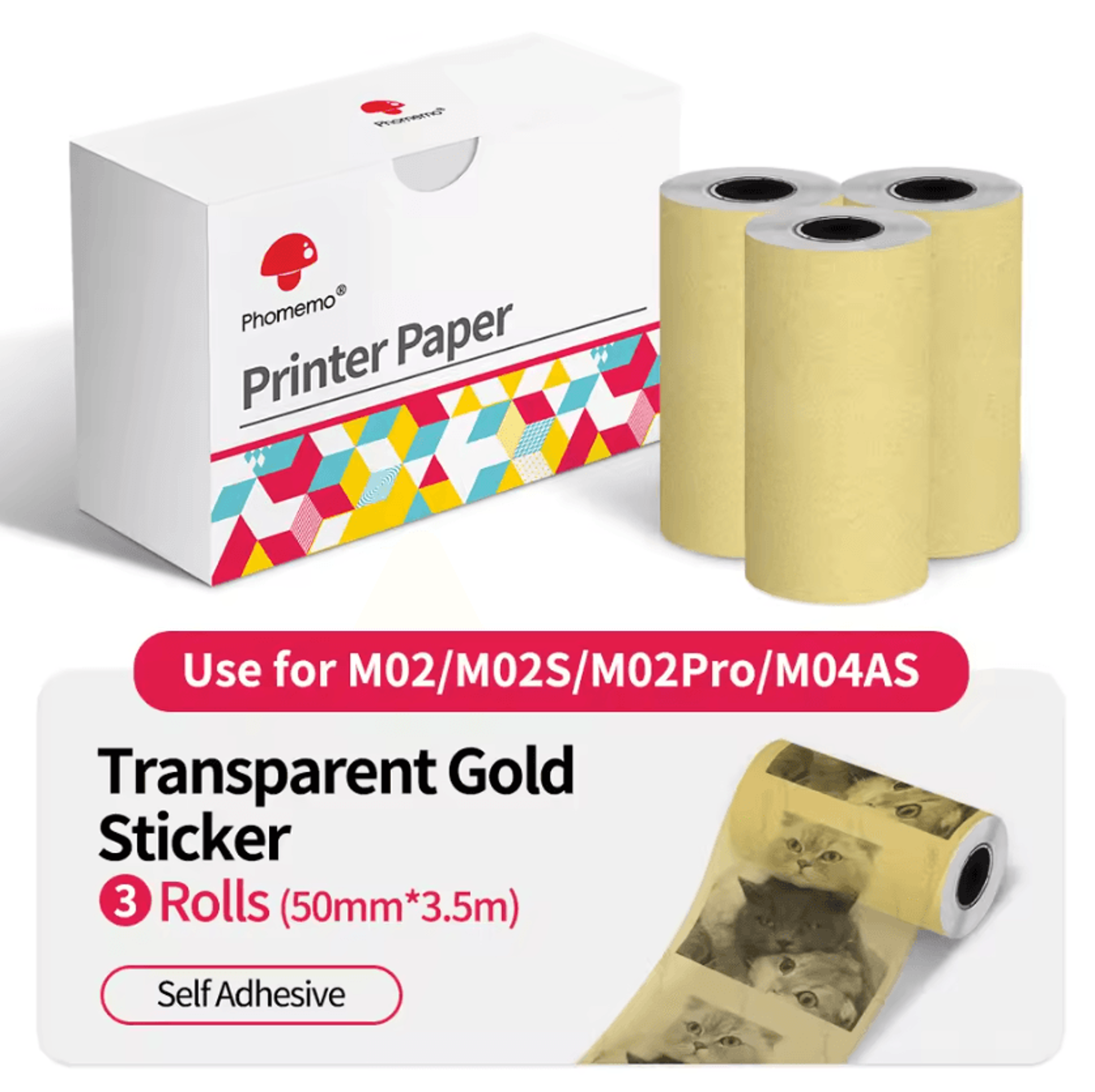 Phomemo 3 Rolls Thermal Sticker Paper For M02 M02S M02 Pro Mini Photo Printers 10