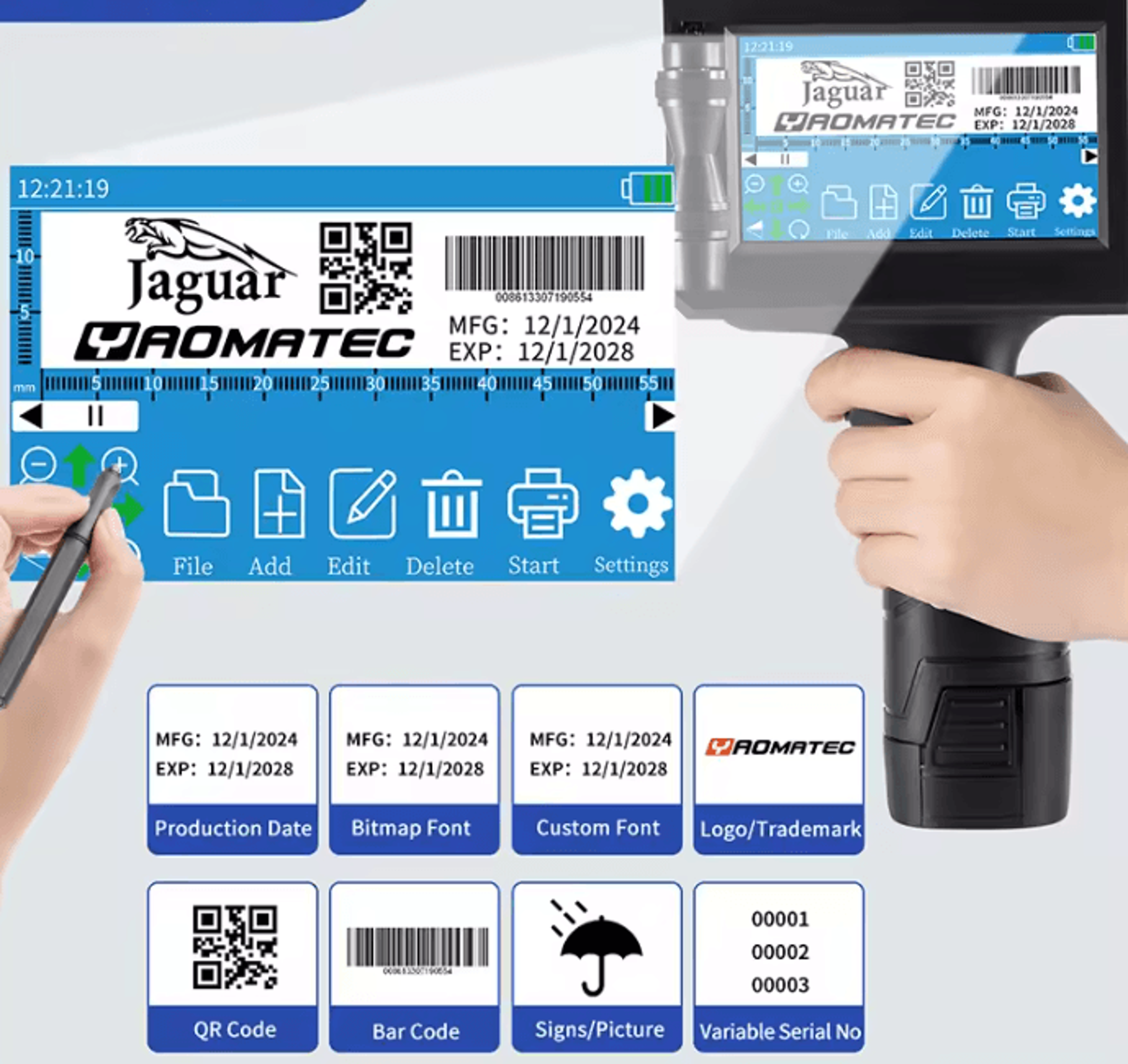 S1730 S1750 Portable Handheld Inkjet Printer 28 Language Batch Date And Logo Coding Machine 0