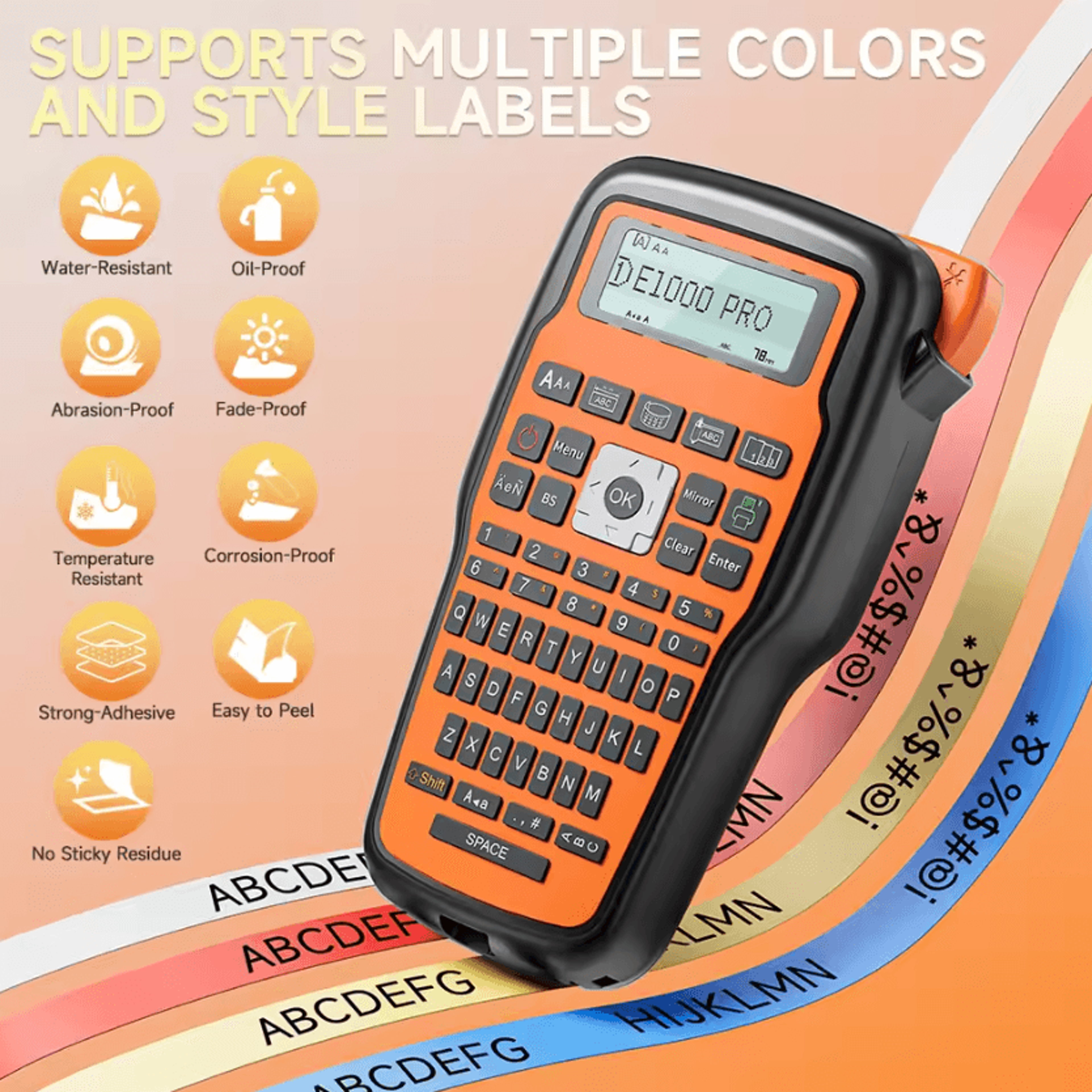 E1000 QWERTY Label Printer With Russian Language Support For Heat Shrink Tubes And TZ231 Tape 1