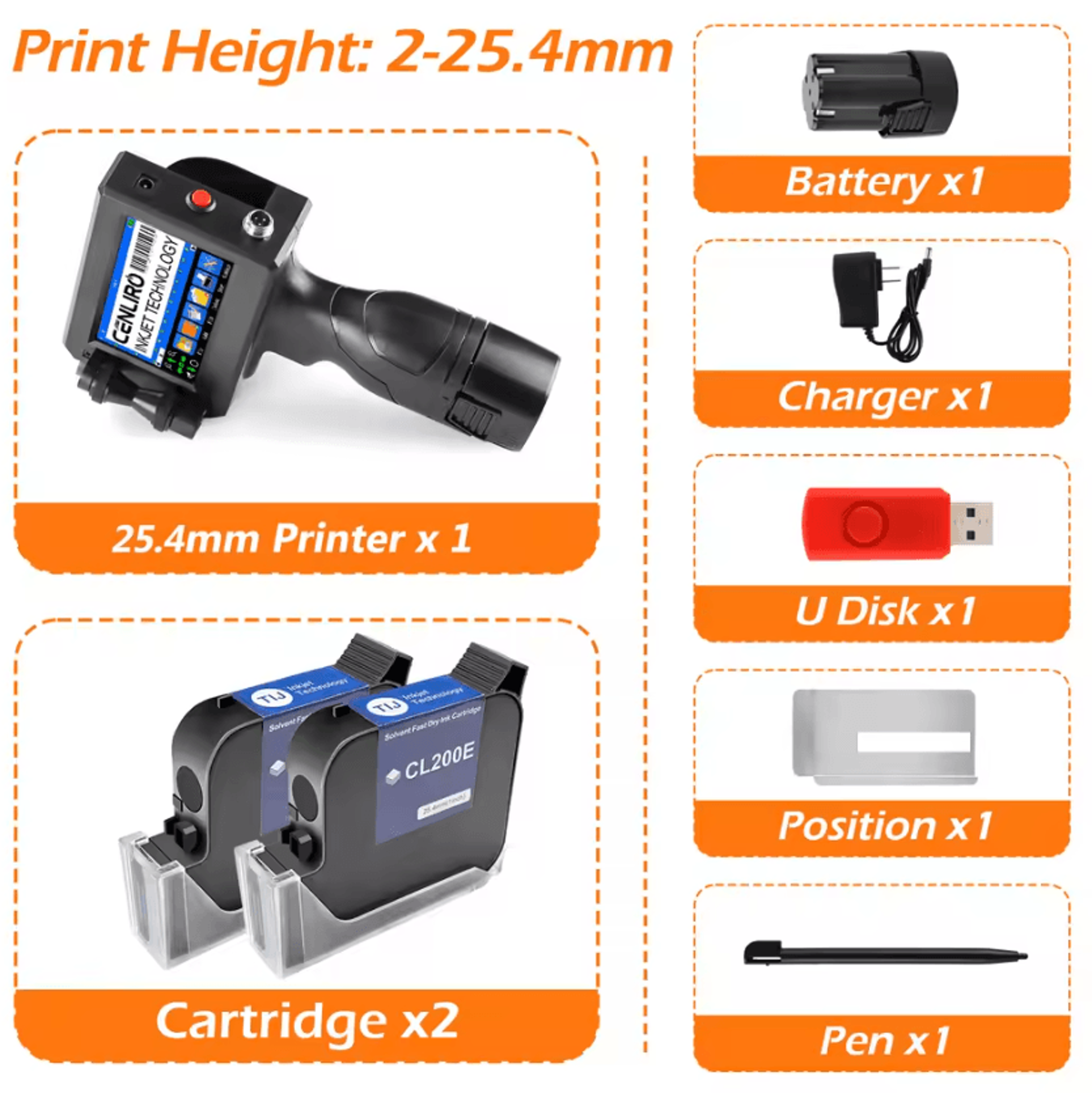 Cenliro CL20B 254mm Handheld Inkjet Printer Portable Batch Date And QR Code Coding Machine 6