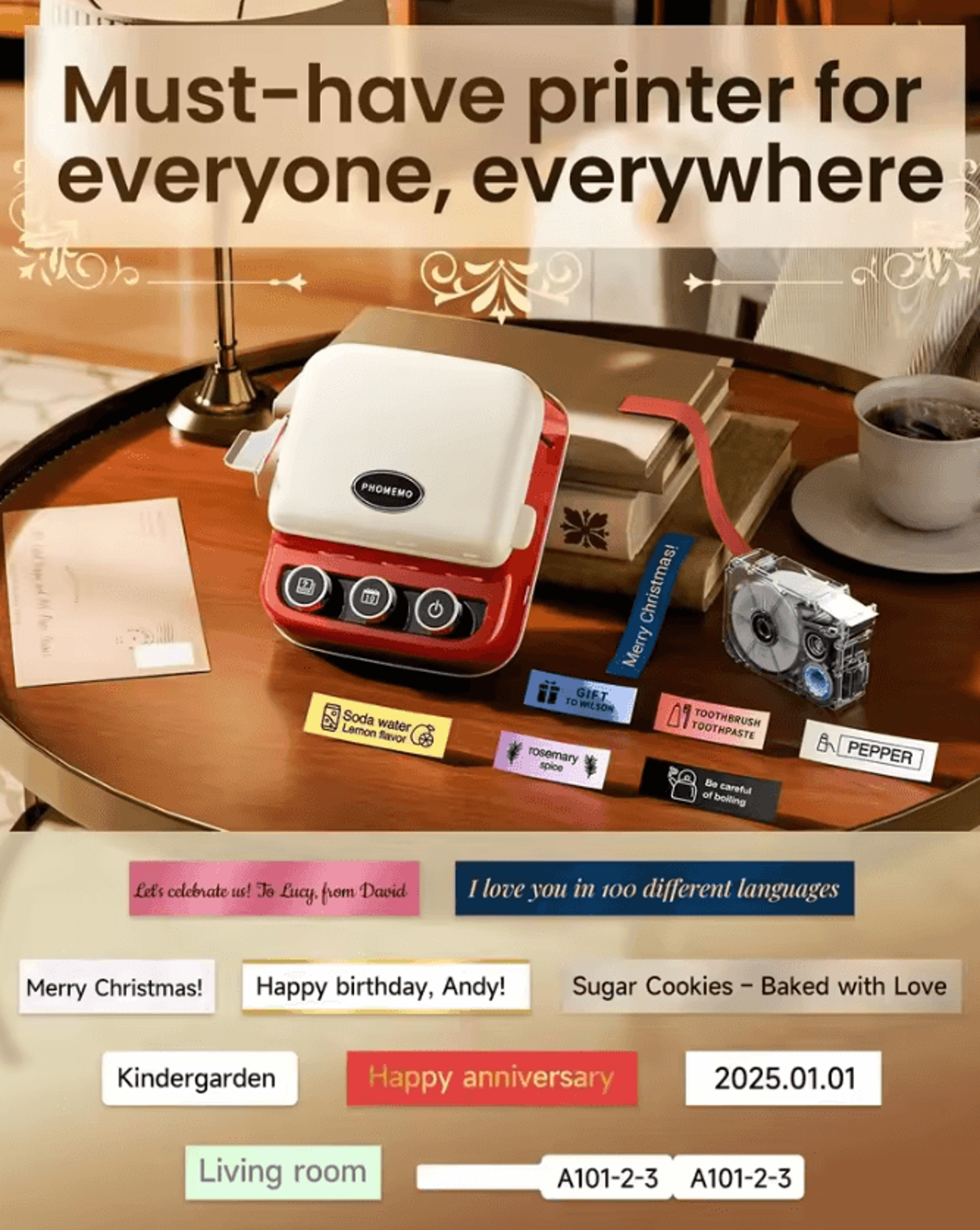 Phomemo P15 Bluetooth Ribbon Label Printer Rechargeable Portable Name Tag Maker 2
