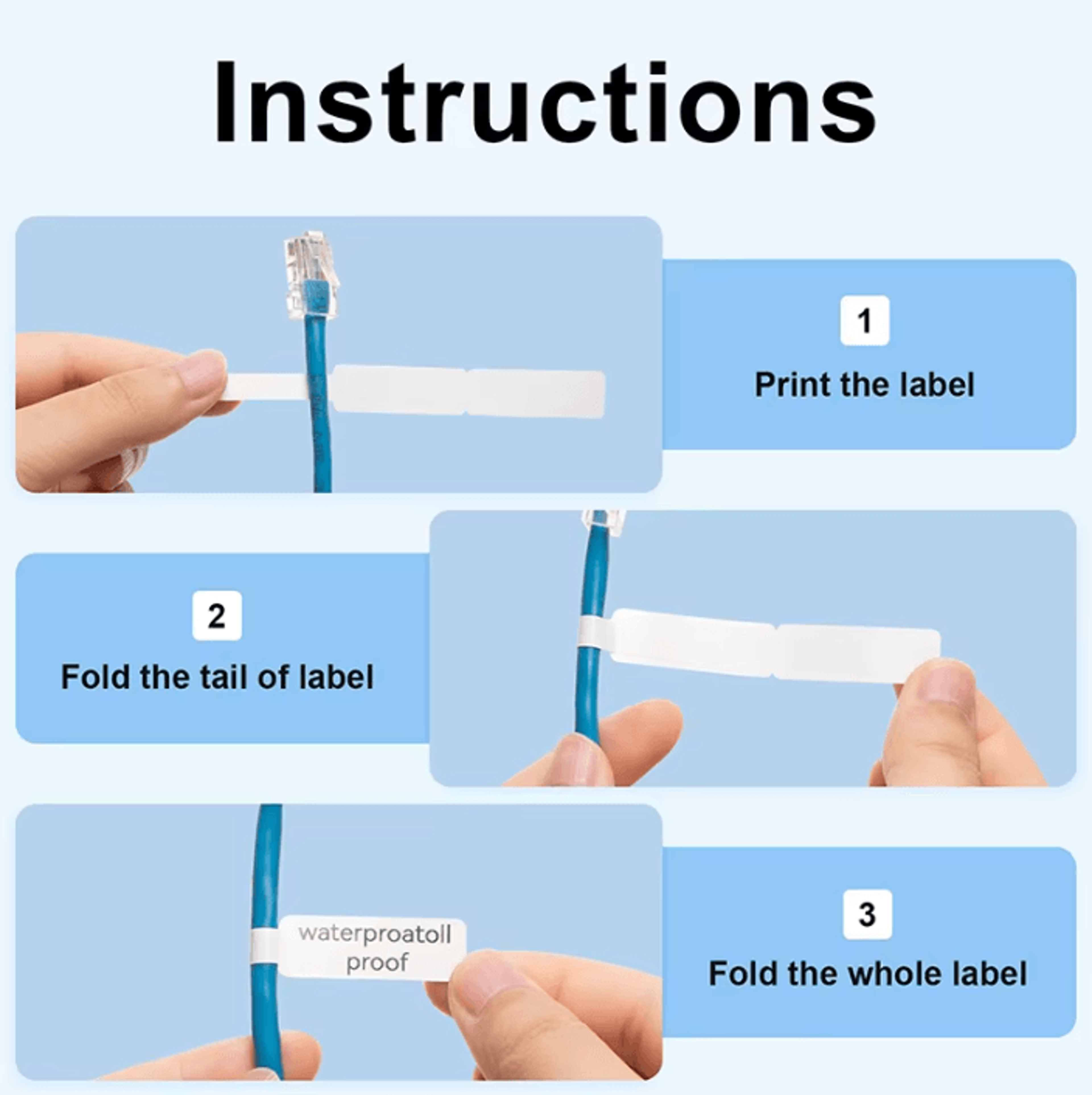 NIIMBOT Waterproof Cable Label Stickers SelfAdhesive Color Thermal Paper For D110 D101 D11 1
