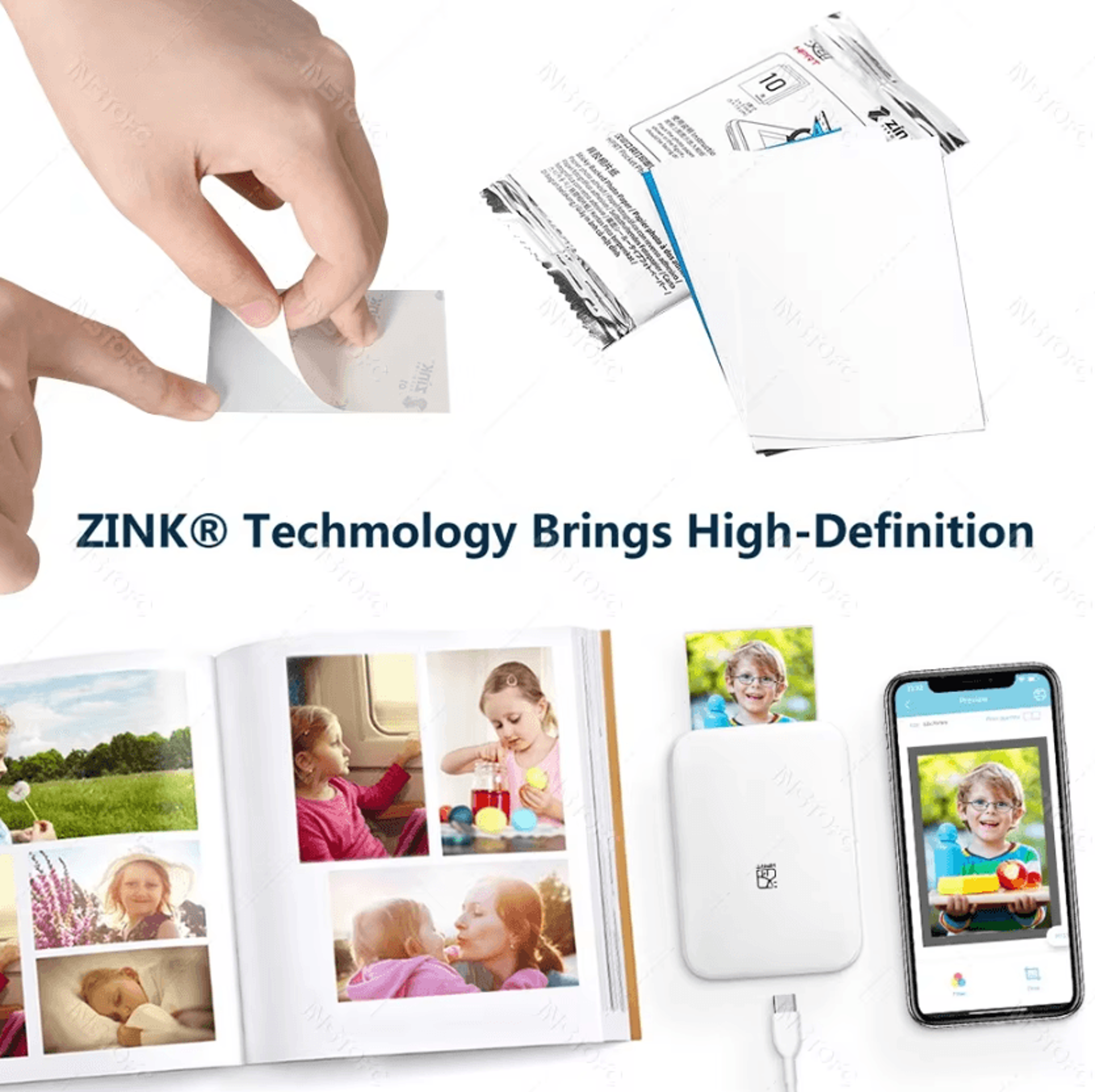 MT53 Mini Color Photo Printer Portable 2x3 Inch Wireless Pocket Printer With StickyBacked Photo Pap 2