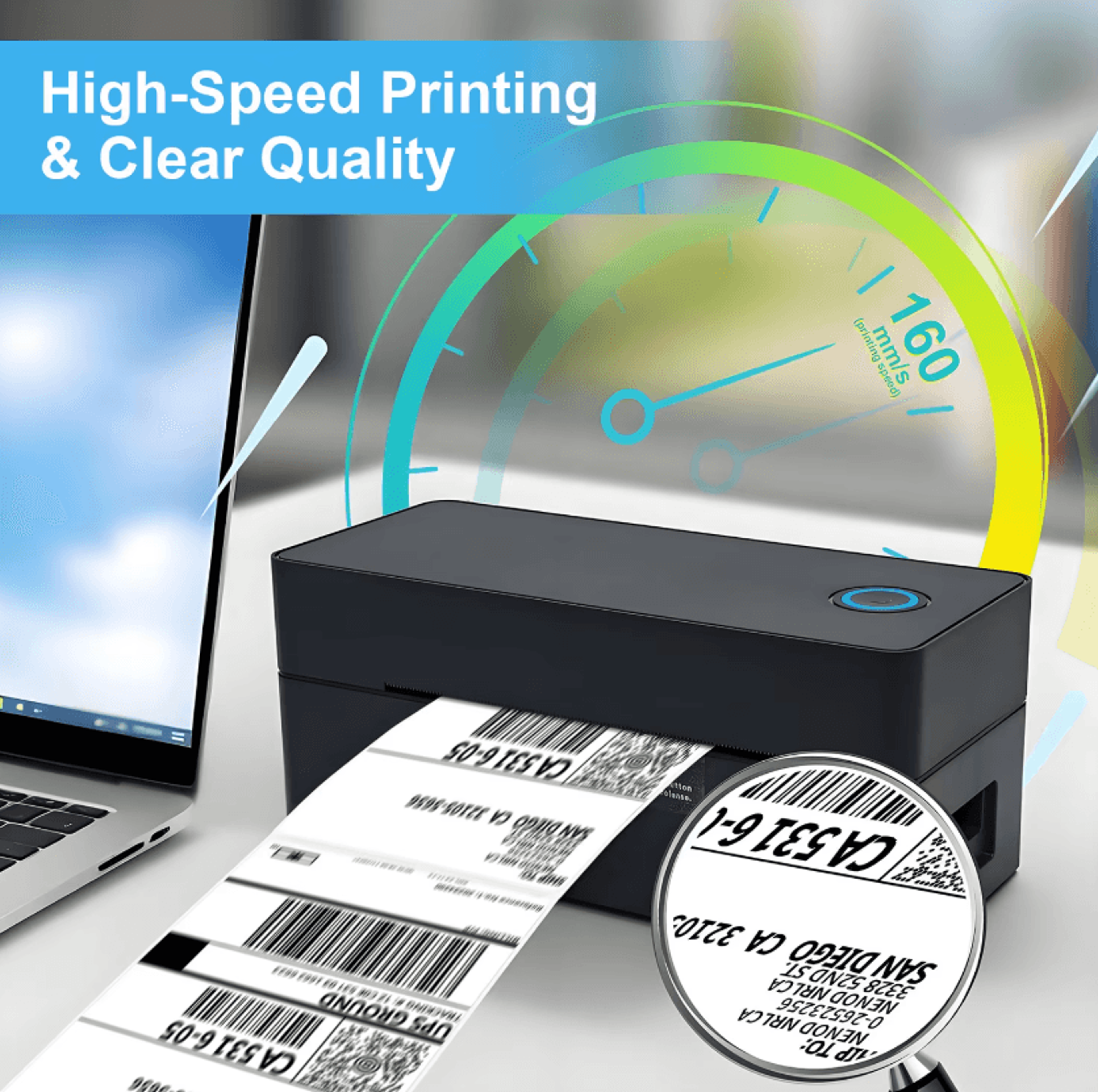 4x6 Bluetooth Thermal Shipping Label Printer 203DPI HighSpeed USB Label Maker For Small Business 1