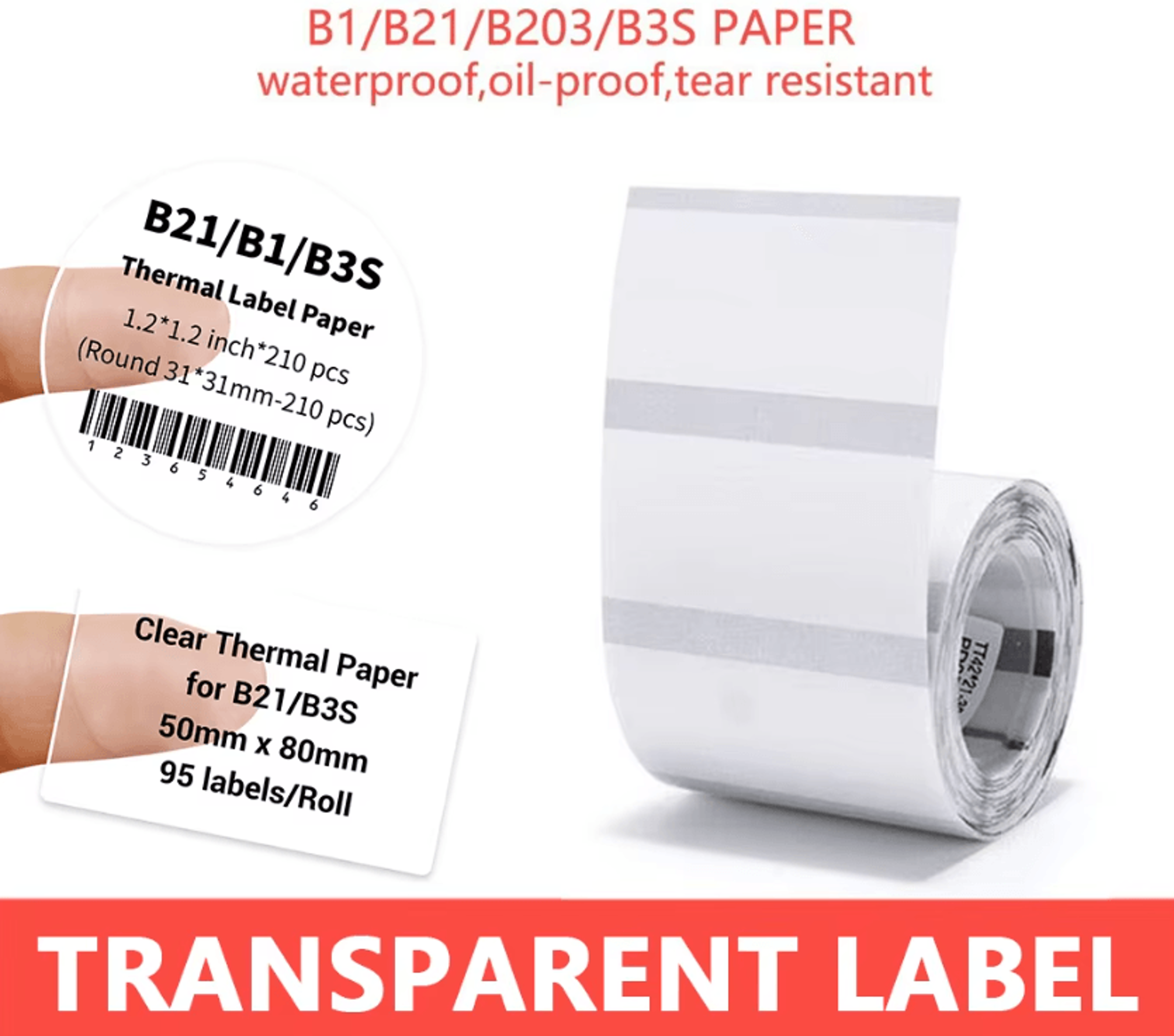 NIIMBOT Transparent Round Label Stickers SelfAdhesive Thermal Paper For B1 B21 Printers 0
