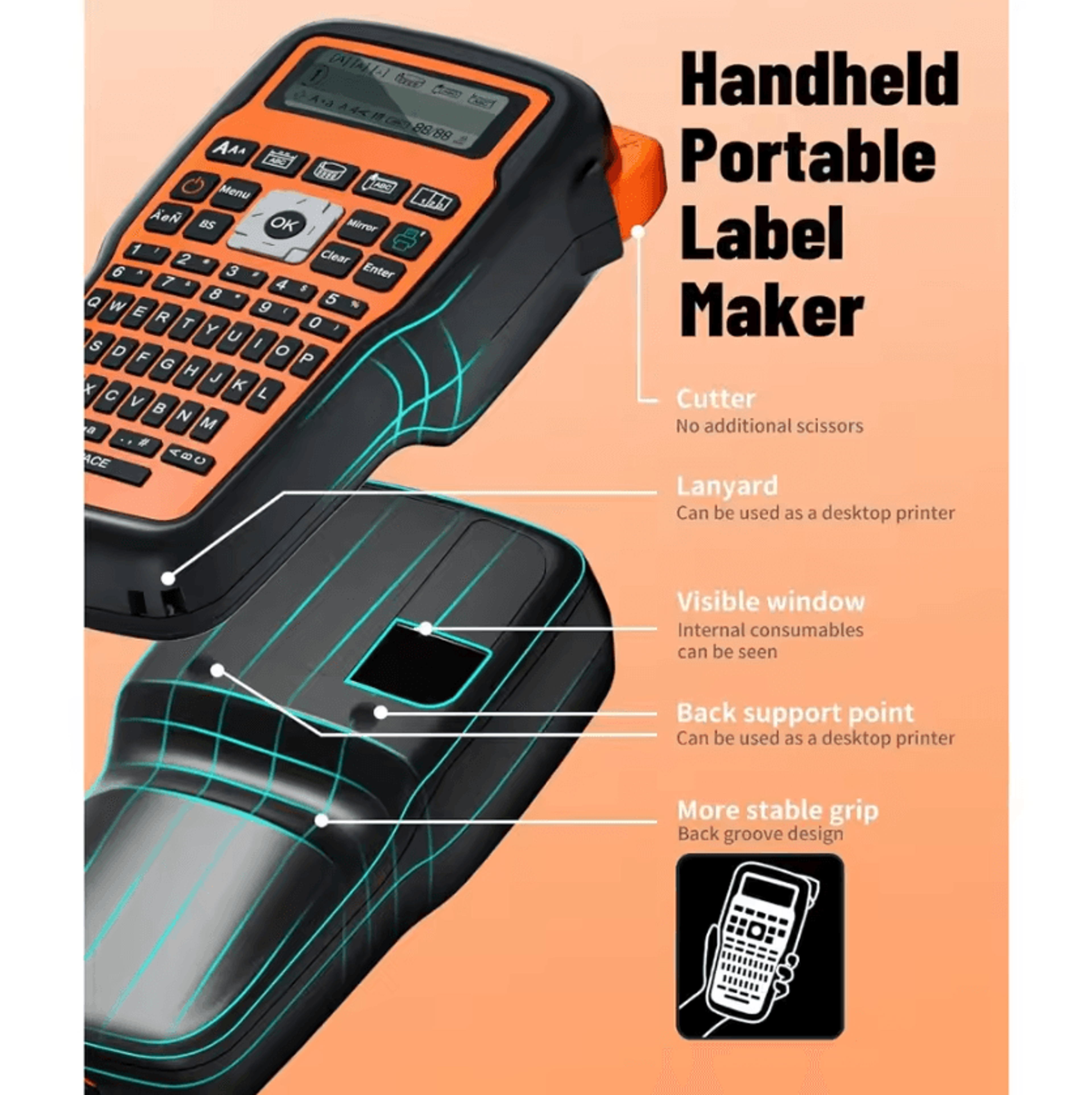 E1000 Pro Portable Industrial Label Maker Handheld Printer Compatible With Brother TZe231 Tape 1