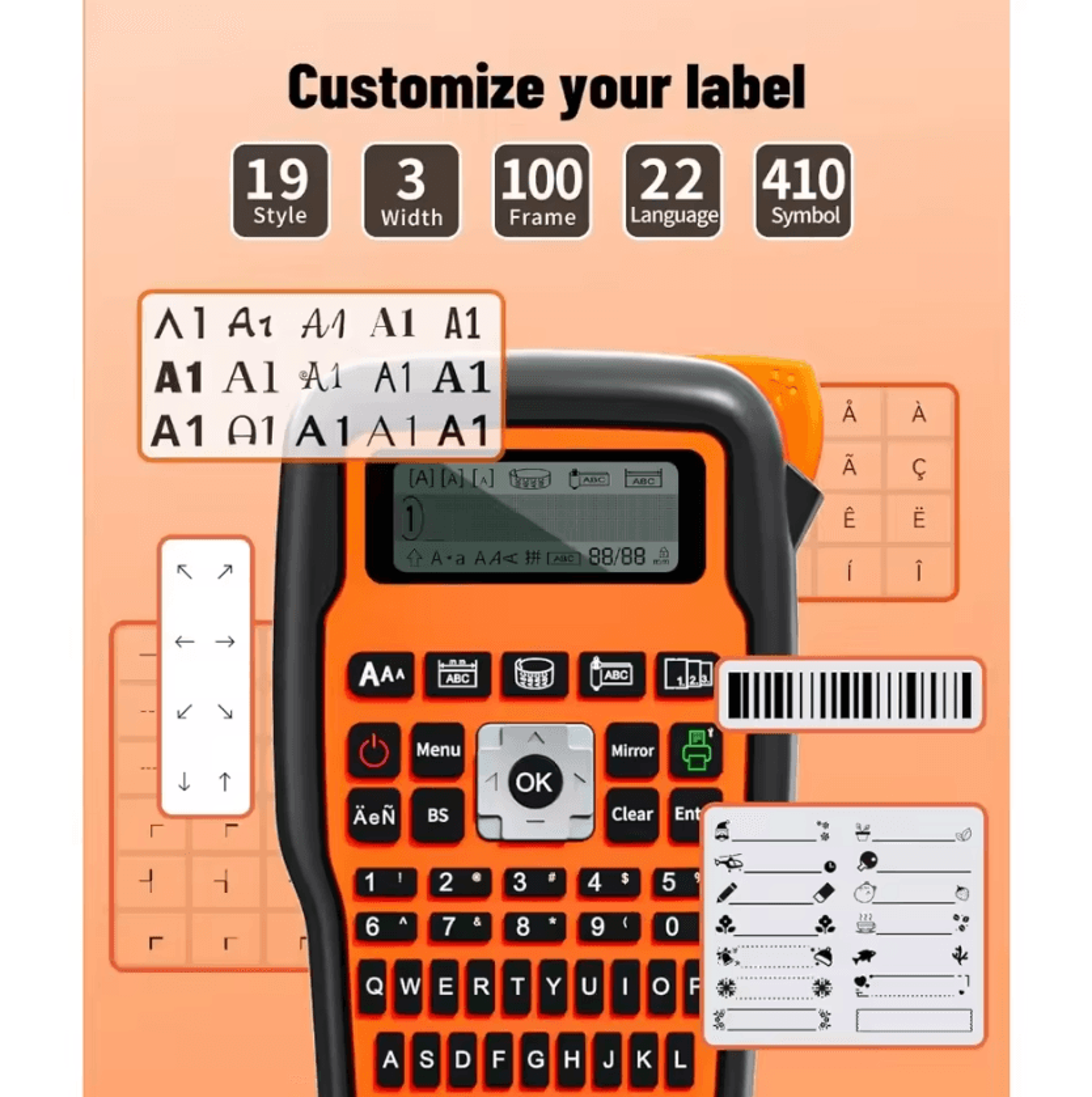 E1000 Pro Portable Industrial Label Maker Handheld Printer Compatible With Brother TZe231 Tape 2