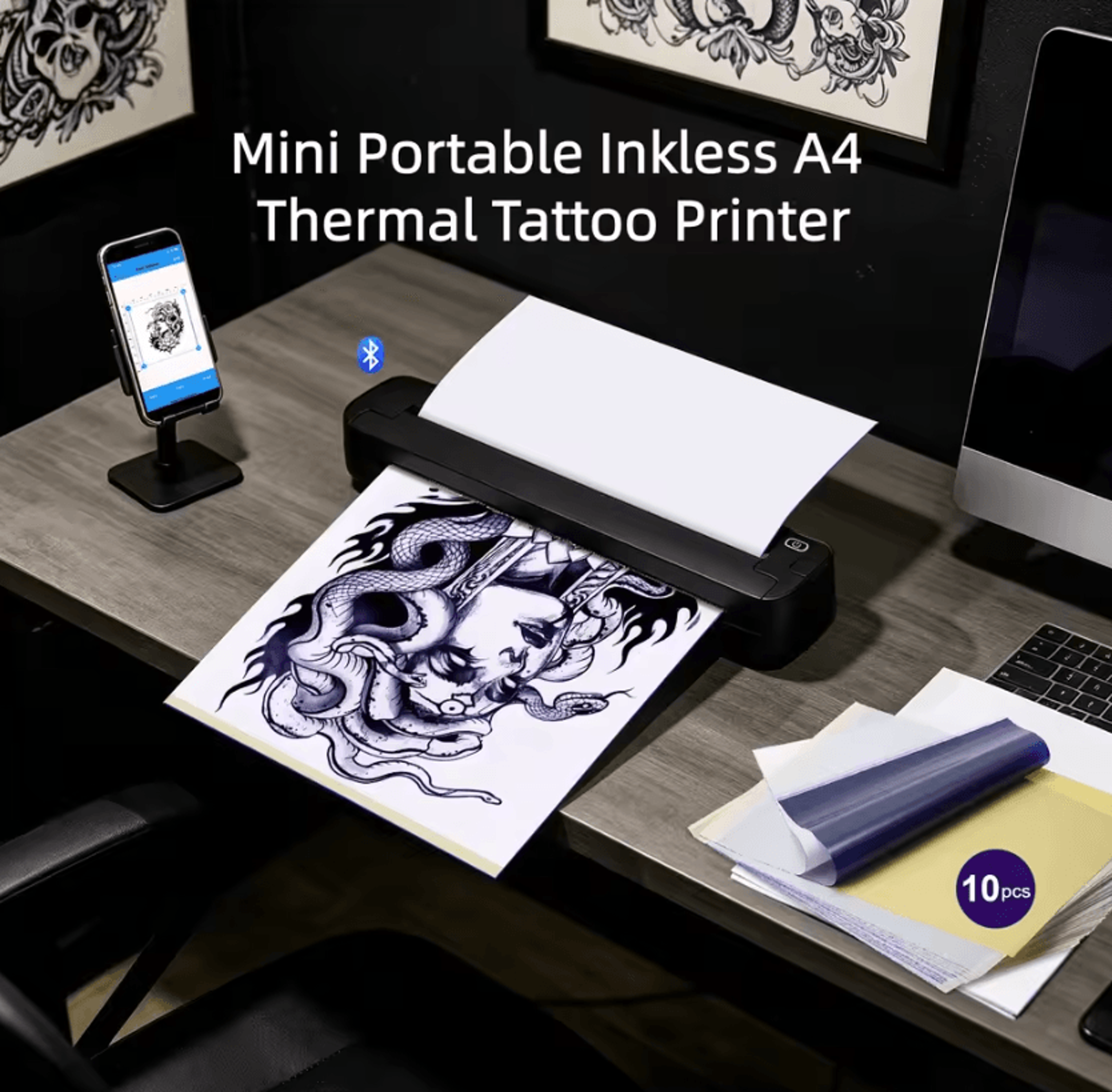 ST80 Wireless Tattoo Stencil Printer 203DPI A4 Thermal Transfer Machine For Phone And PC 0