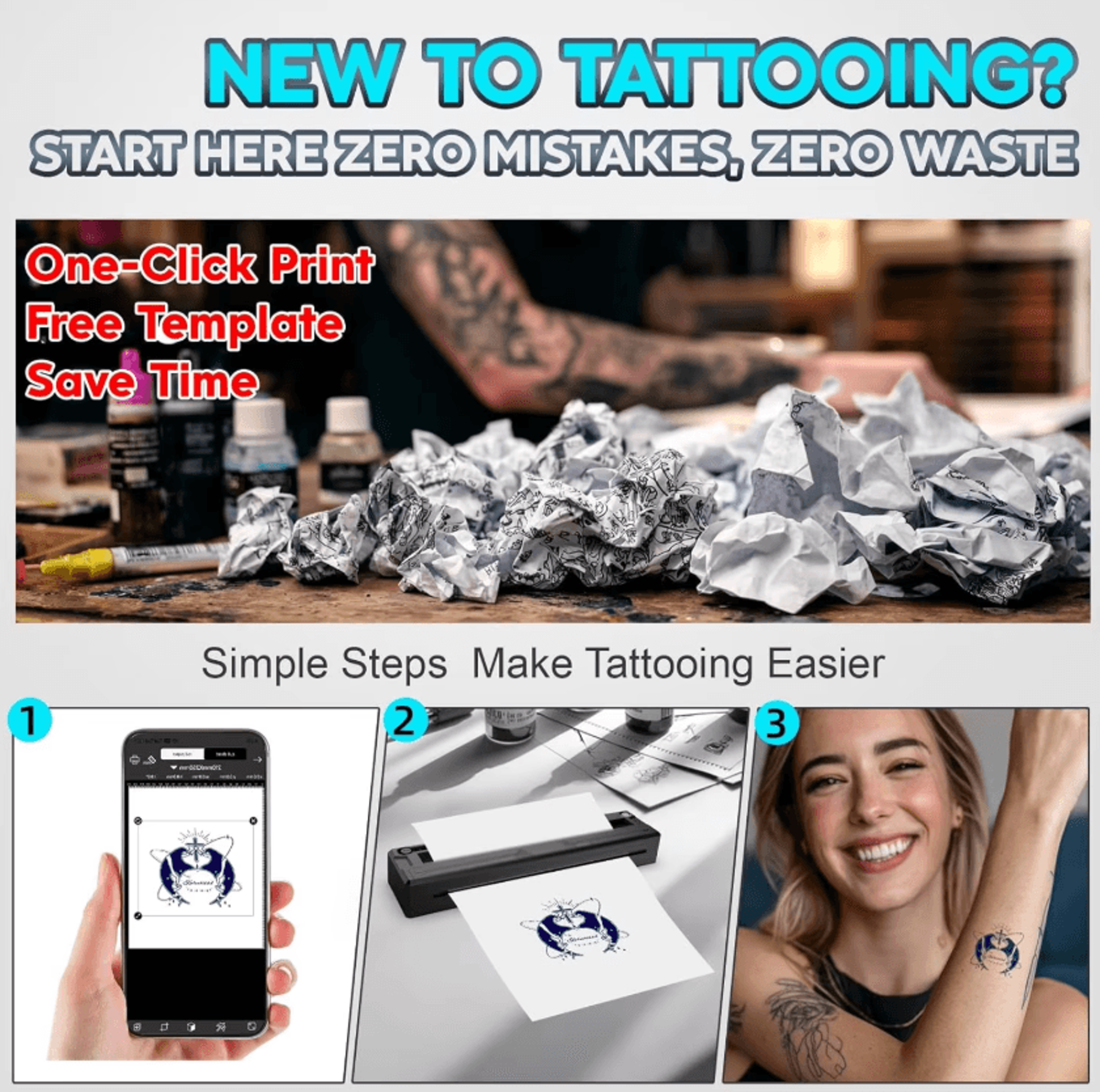 Portable A4 Bluetooth Tattoo Stencil Printer Wireless Thermal Transfer Machine For Artists And Begi 3