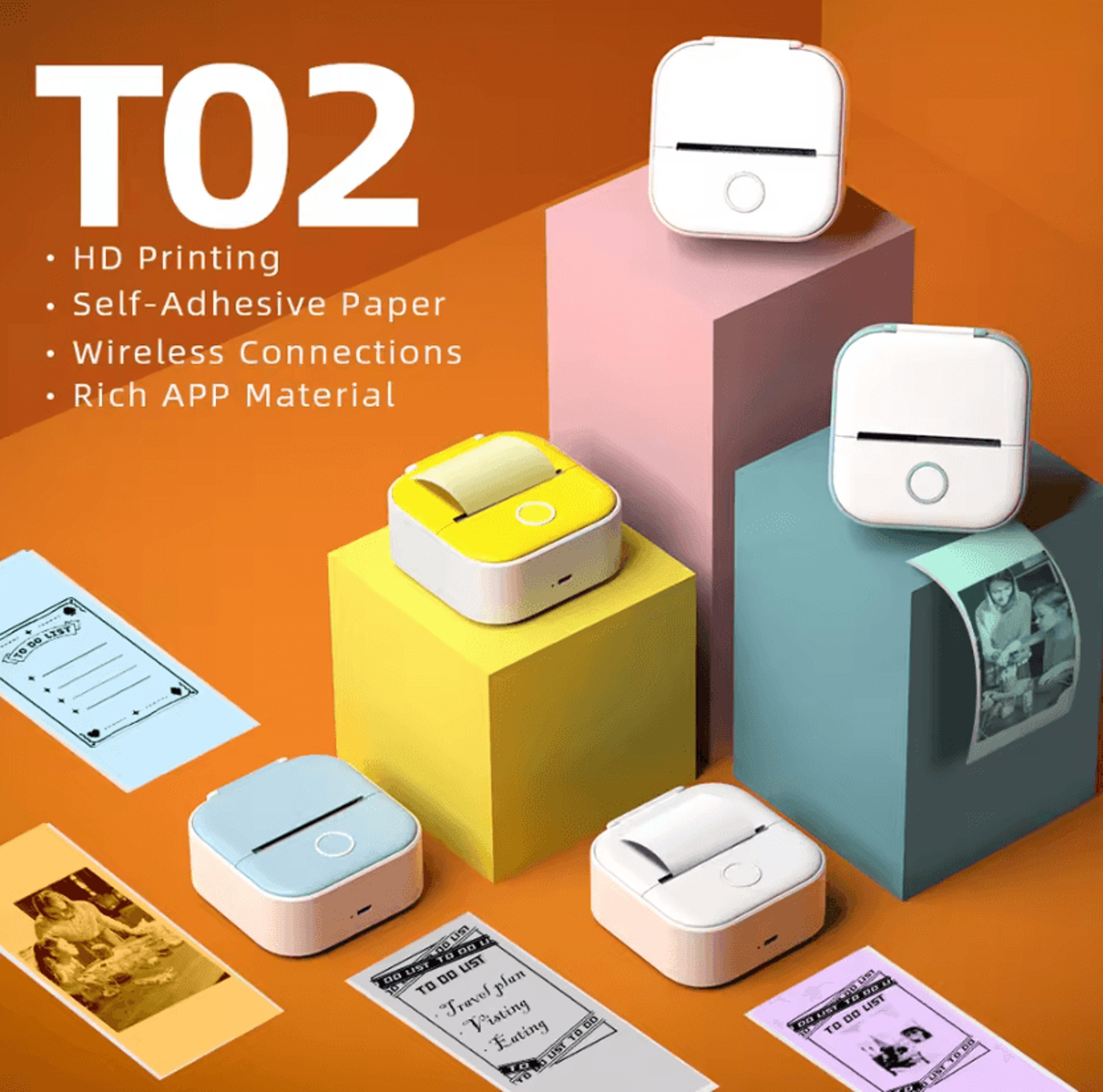 Phomemo T02 Mini Wireless Thermal Printer Portable Pocket Sticker Maker For Journals And Labels 0