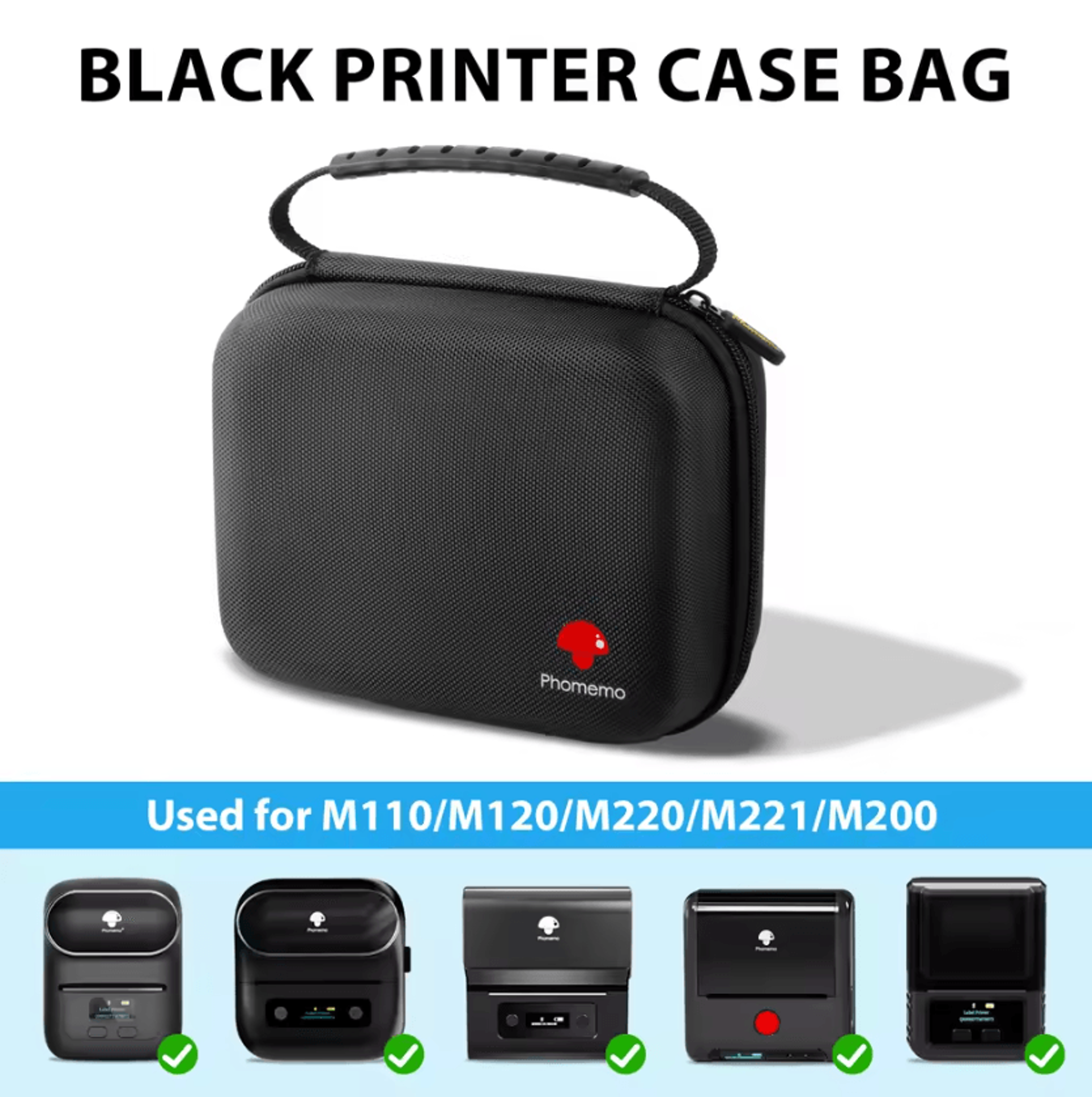 Portable Label Printer Storage Case With Mesh Pocket For Phomemo M220 M110 And NIIMBOT B1 B21 5