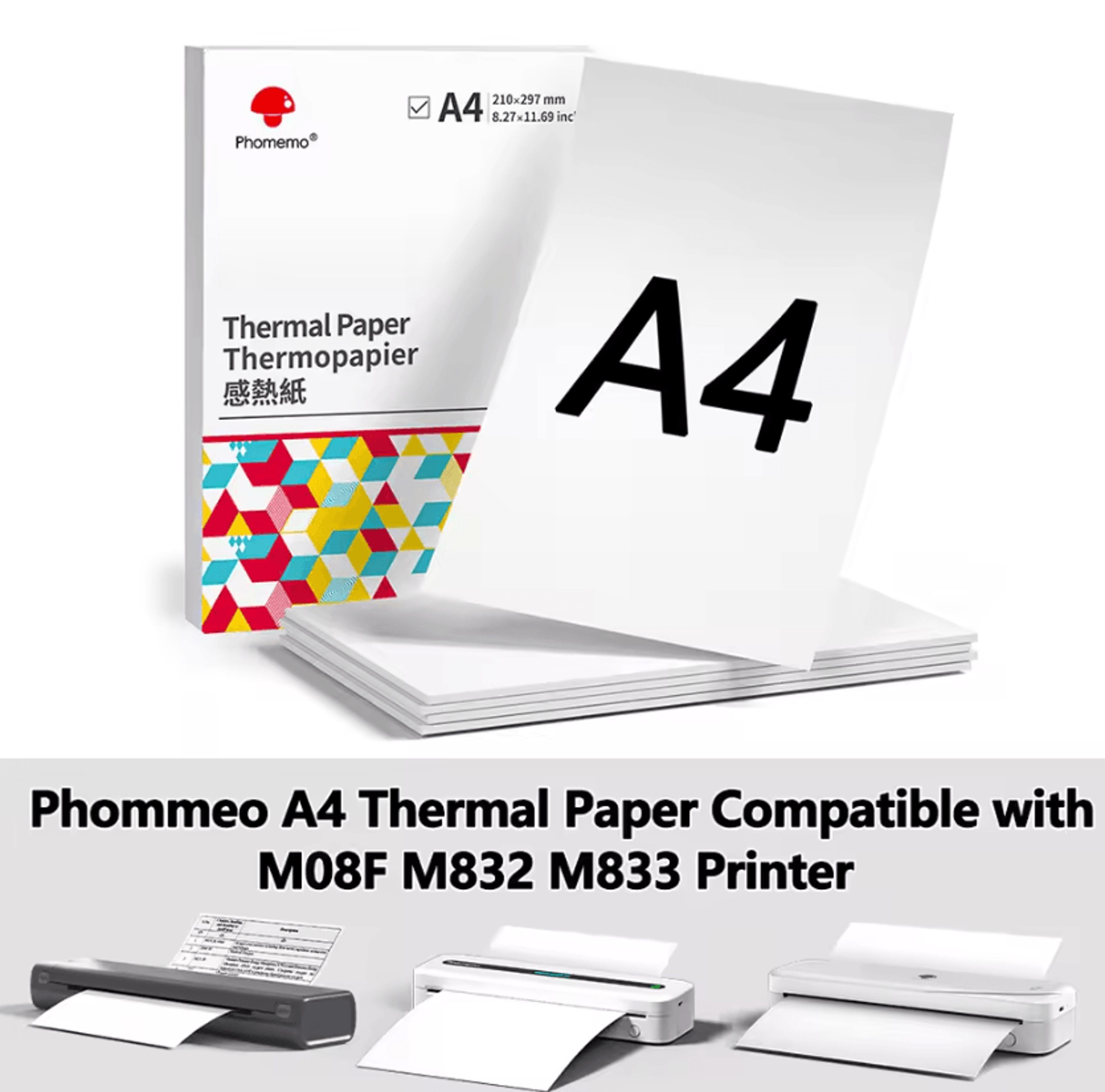 Phomemo A4 QuickDry Thermal Printer Paper 100 Sheets For M08F M832 Portable Printers 0