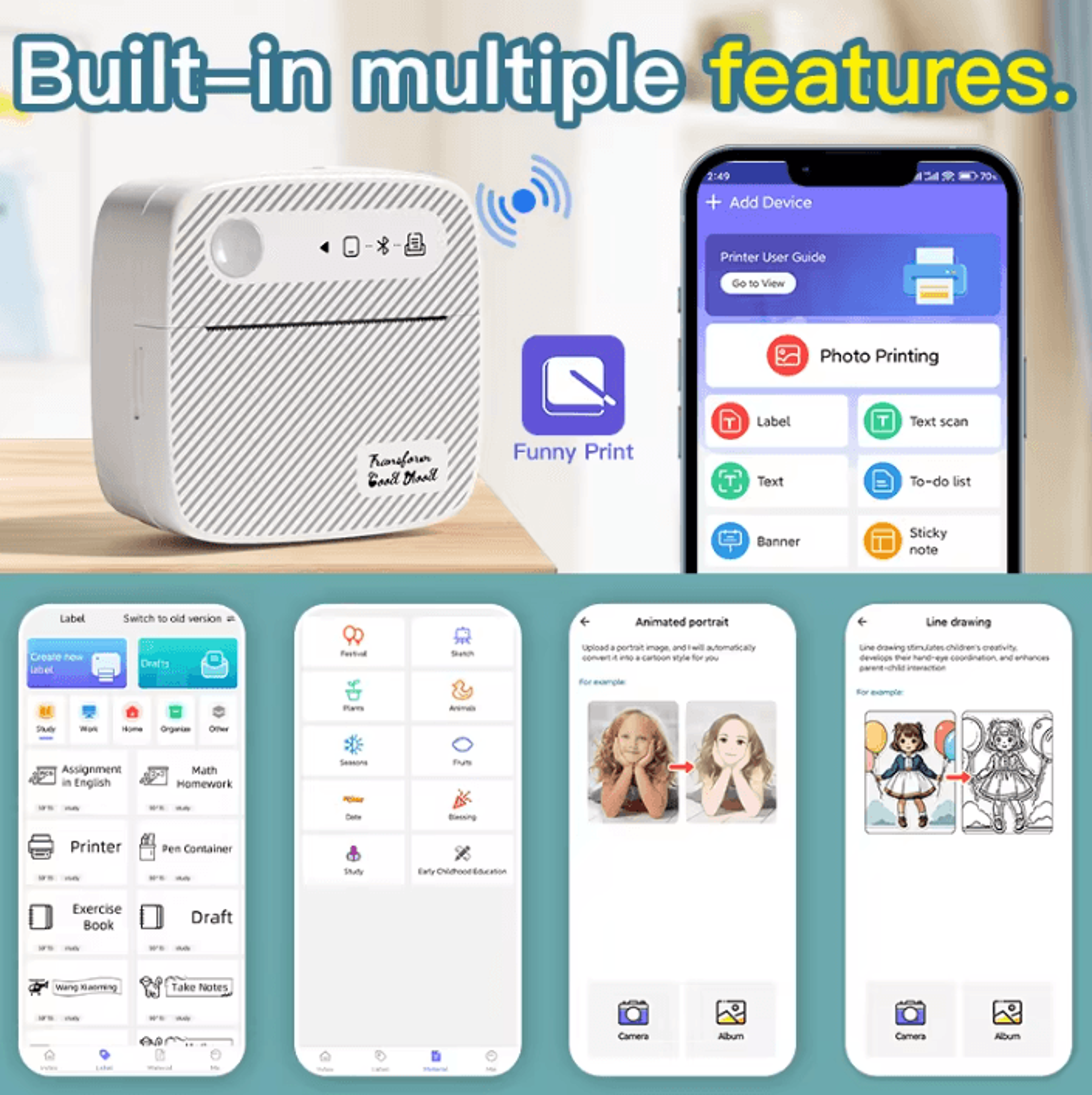 DOLEWA B3 Mini Bluetooth Label Printer Portable Inkless Sticker Maker For Home Office And School 2