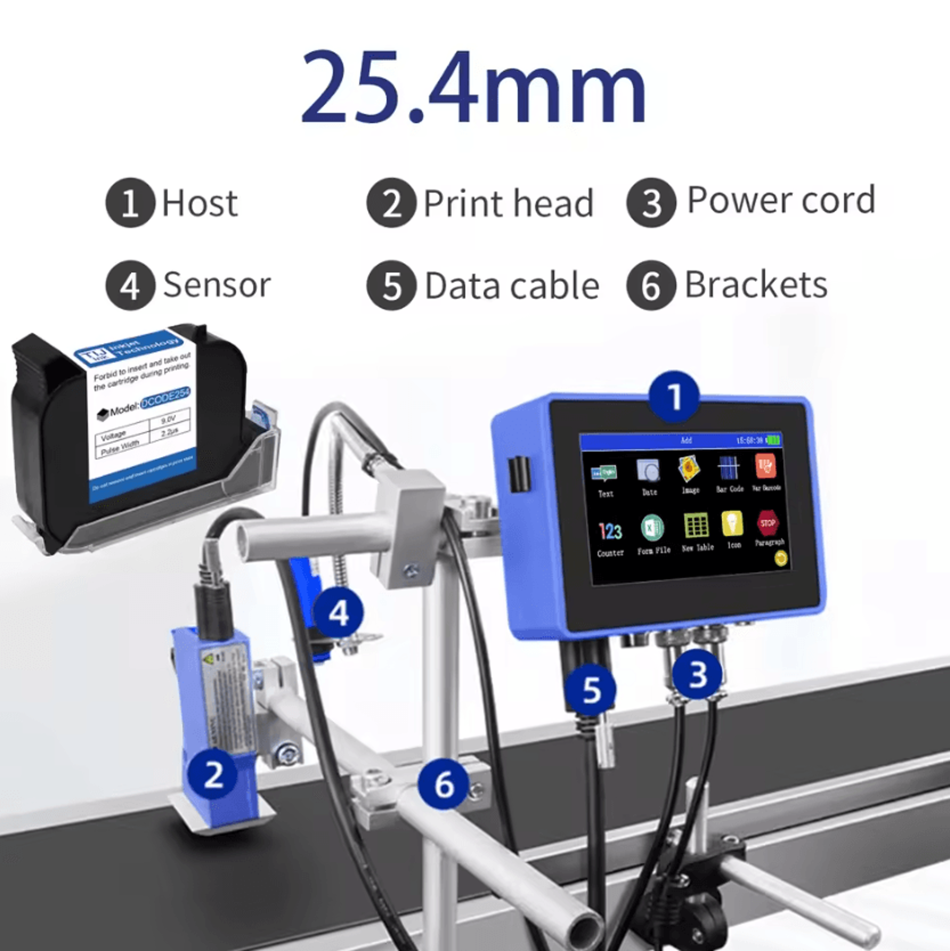 DCODE 130PLUS Industrial Online Inkjet Printer 127mm 254mm QR Barcode And Batch Coding Machine 7