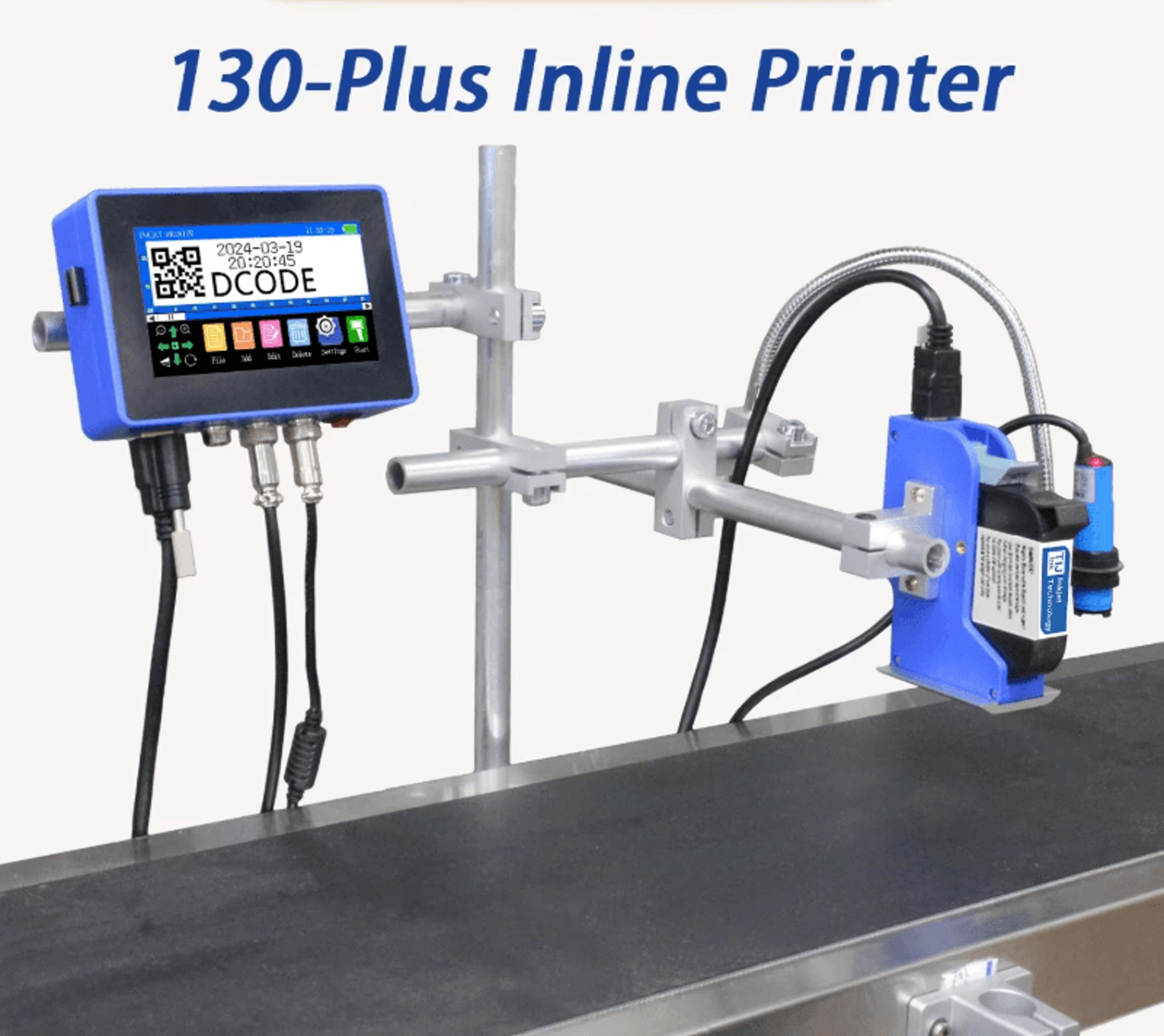 DCODE 130PLUS Industrial Online Inkjet Printer 127mm 254mm QR Barcode And Batch Coding Machine 0