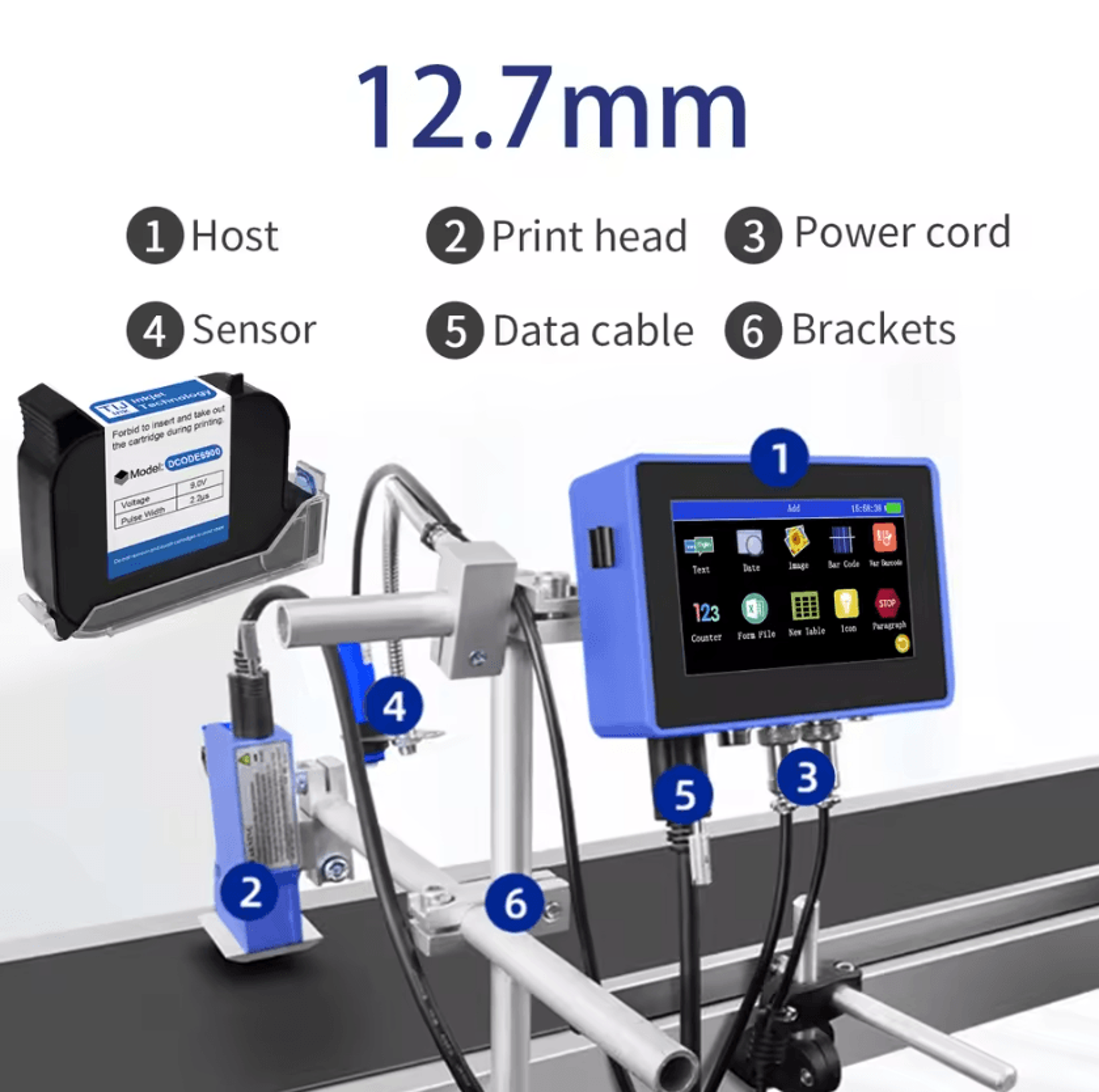 DCODE 130PLUS Industrial Online Inkjet Printer 127mm 254mm QR Barcode And Batch Coding Machine 6