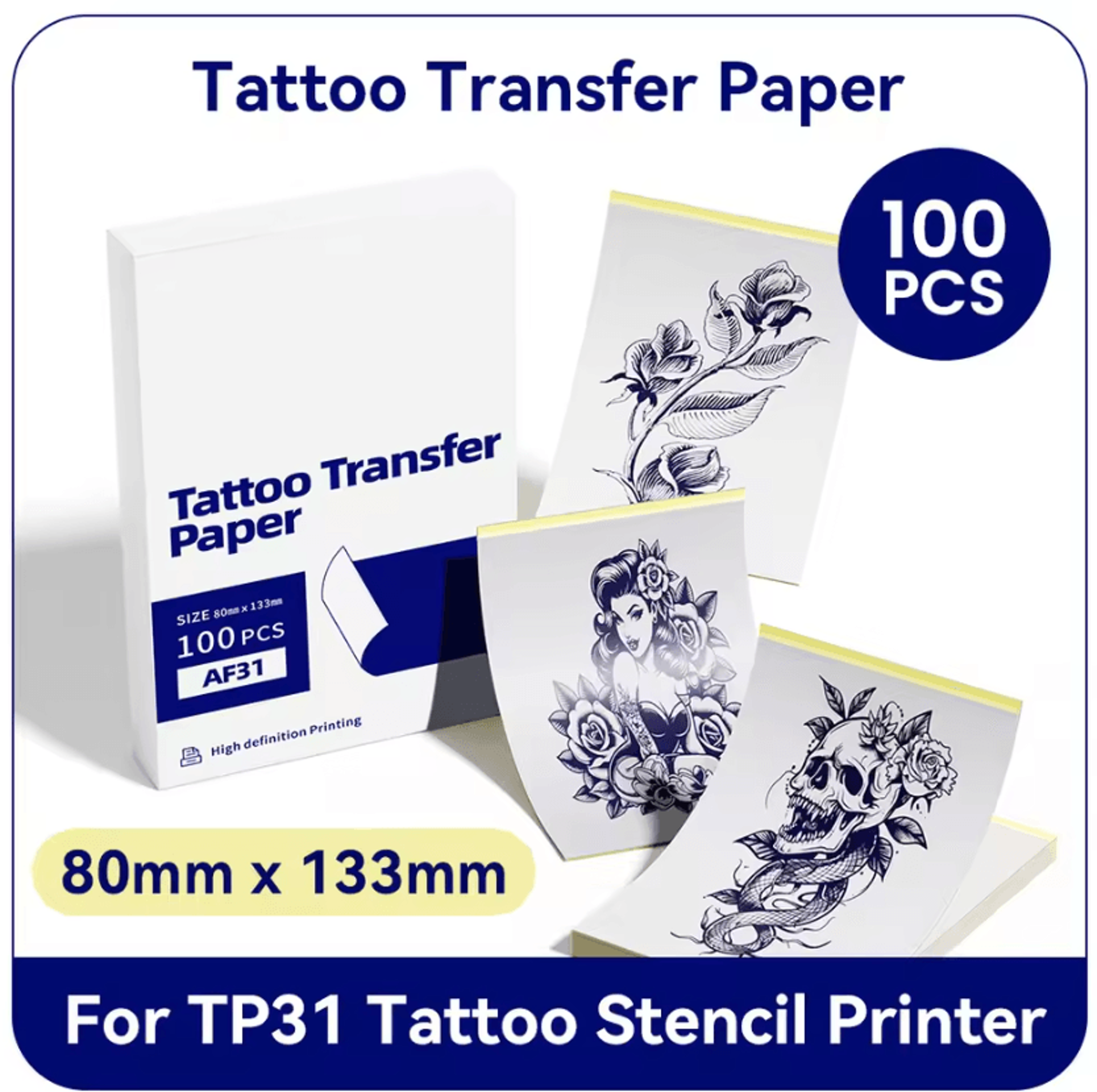 100 Sheets 80x133mm Tattoo Stencil Transfer Paper For TP31 Thermal Printer 6