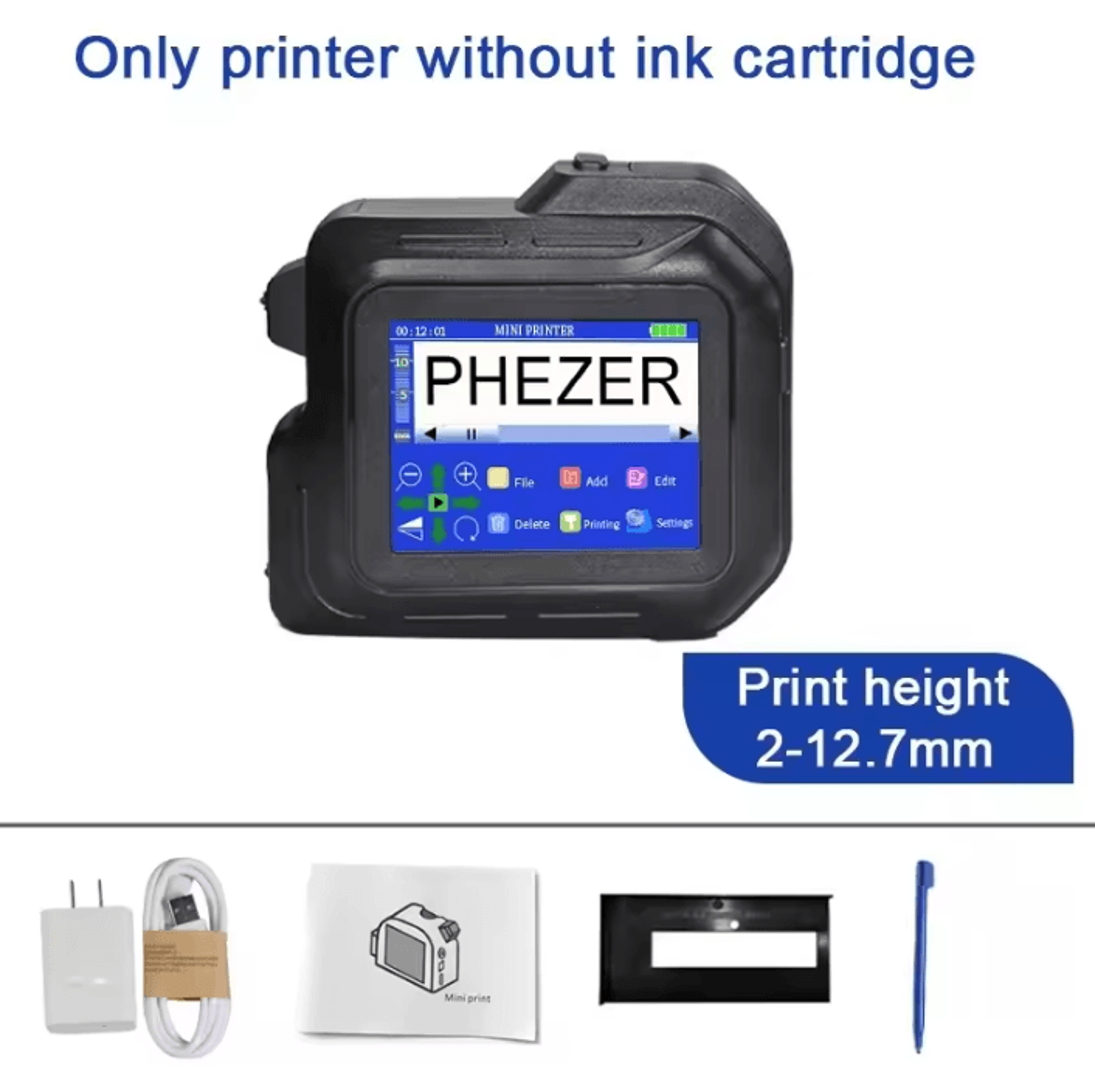 Phezer PC98 Mini Handheld Inkjet Printer 28Language Portable QR Barcode And Expiry Date Coding Mach 4