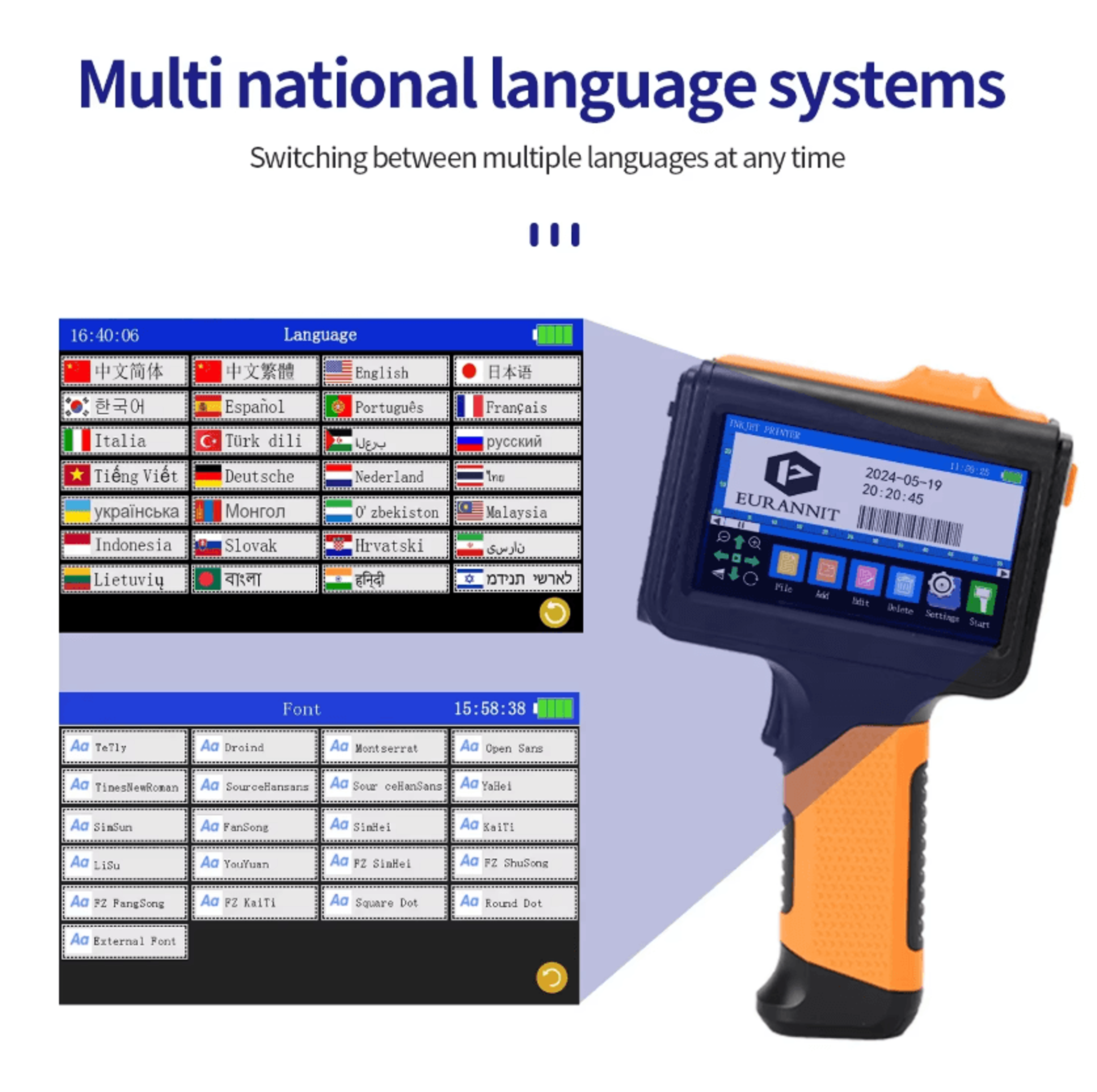 EURANNIT E19 127mm Handheld Inkjet Printer Portable QR Barcode And Expiry Date Coding Machine 2