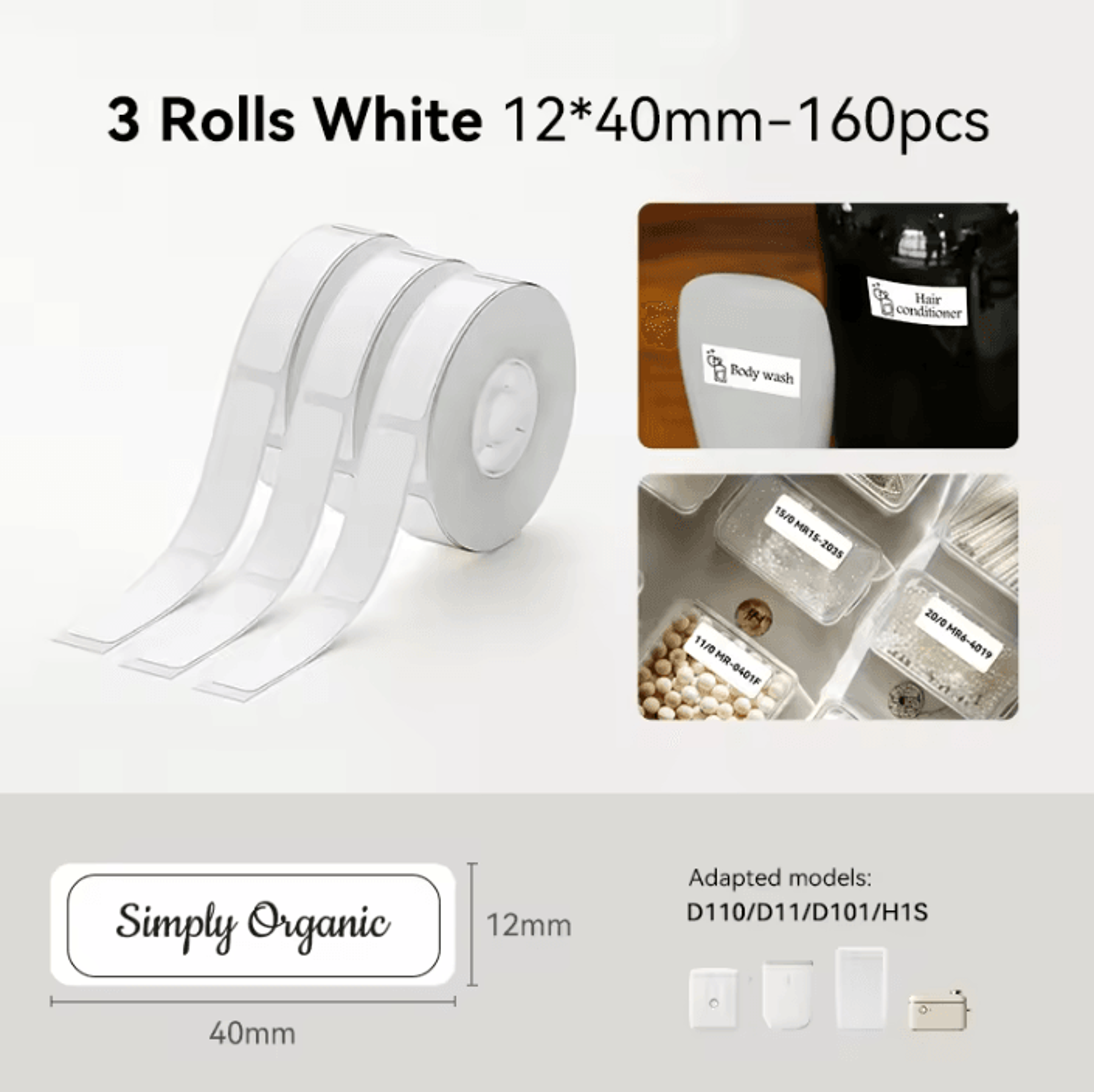 Niimbot Waterproof White Thermal Label Stickers Adhesive Paper Rolls For D11 D110 D101 Label Printe 5